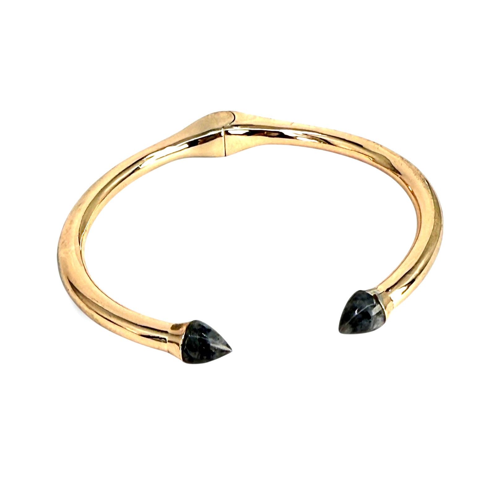 Other Slate Porter Hinge Cuff Bracelet Gold over Brass Larvikite Size ONE SIZE - 1 Thumbnail
