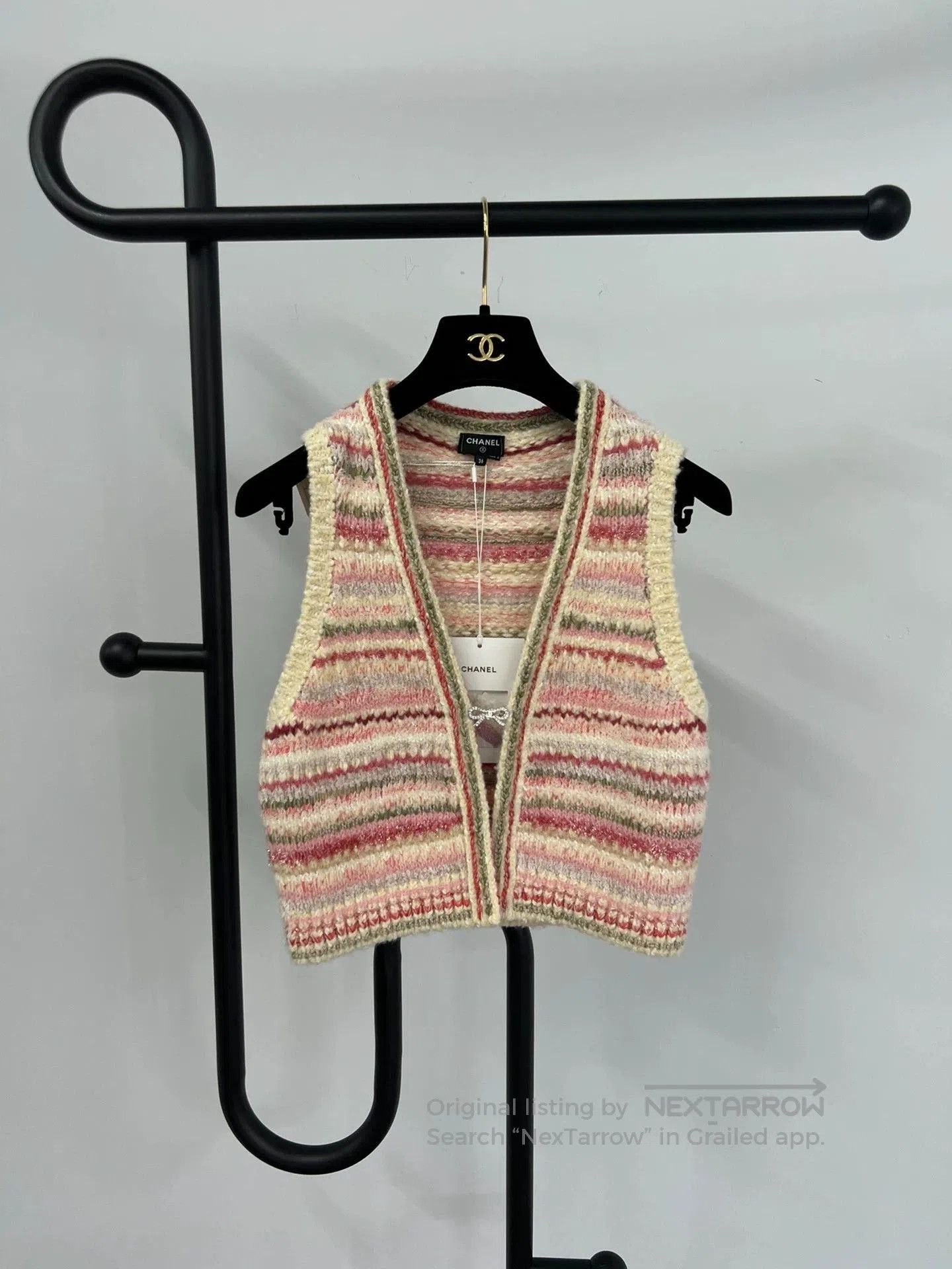 Chanel Chanel Pink Stripe Bow Knit Vest. Size S / US 4 / IT 40 - 1 Thumbnail