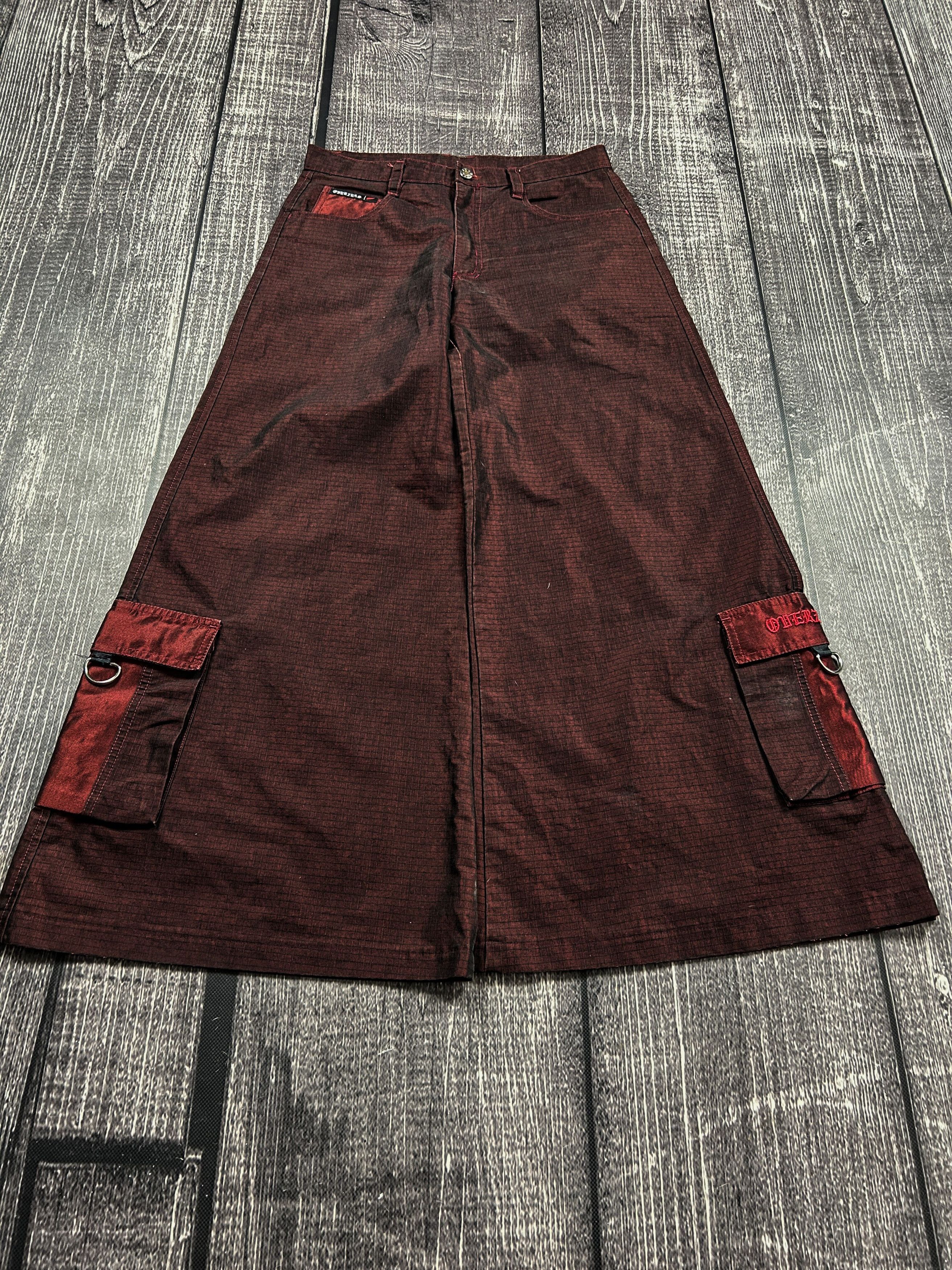 Infinite Archives Y2K Burgundy Cargo Pants Wide Leg Utility Streetwear Size US 30 / EU 46 - 1 Thumbnail