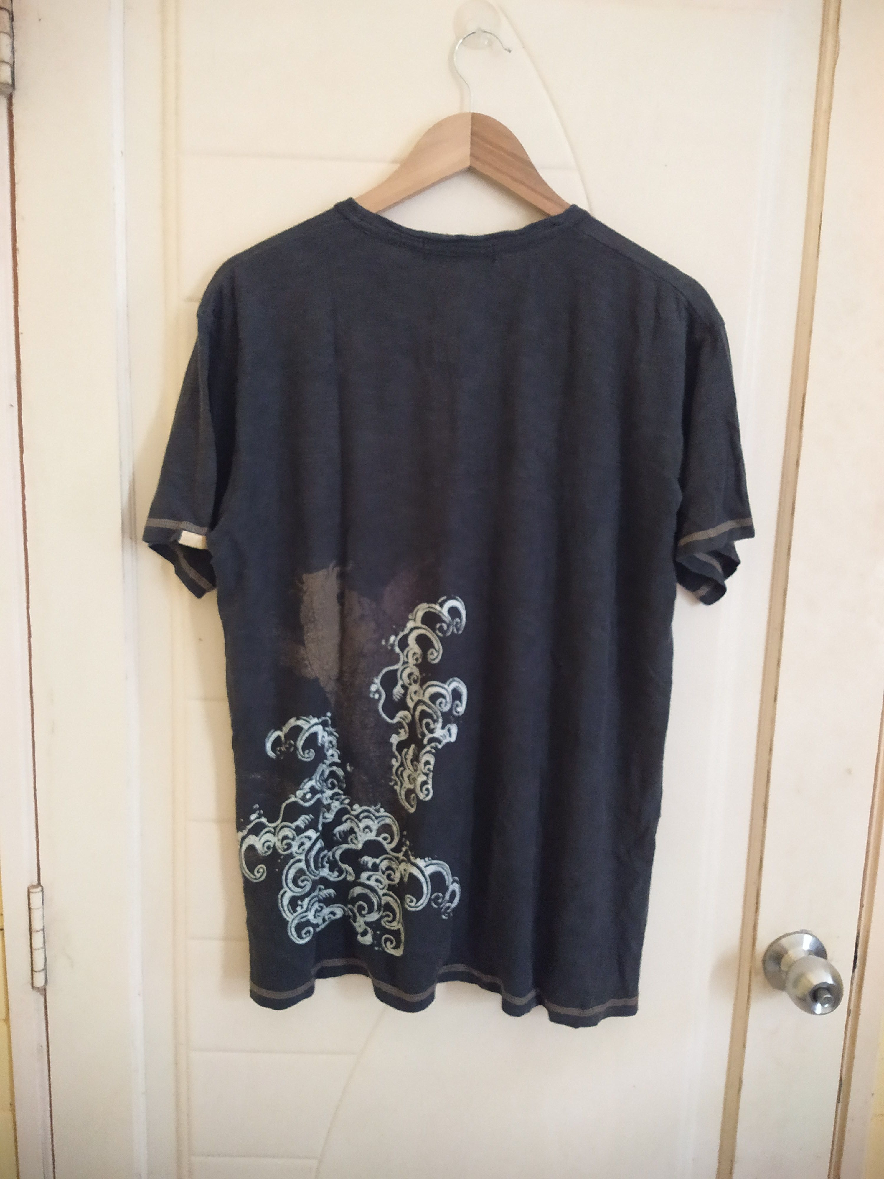 Japanese Brand Vintage Japanese Ukiyo-e Wave Print Henley Size US XL / EU 56 / 4 - 2 Thumbnail