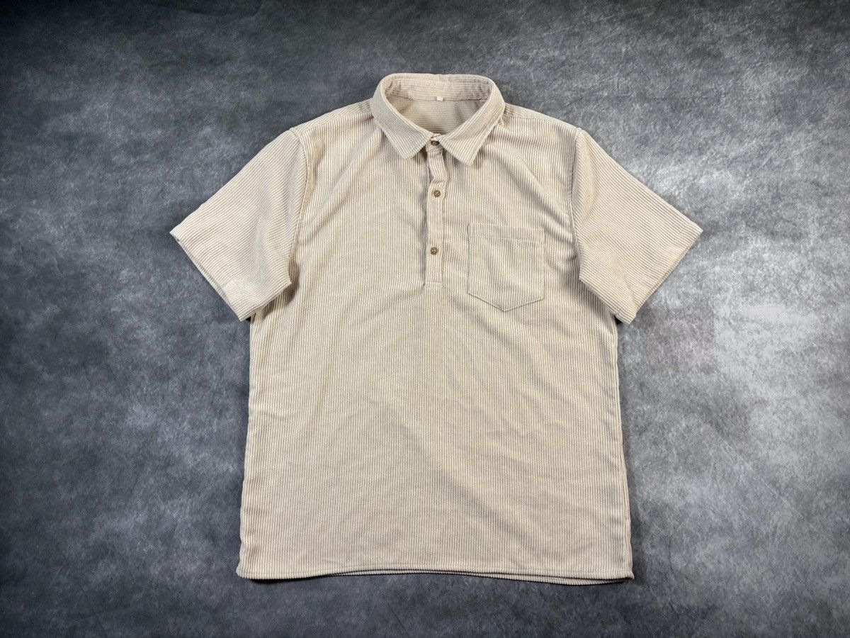 Vintage Corduroy Polo Shirt Shortsleeve Tan Brown Deep Waled Quarter Size US L / EU 52-54 / 3 - 11 Thumbnail