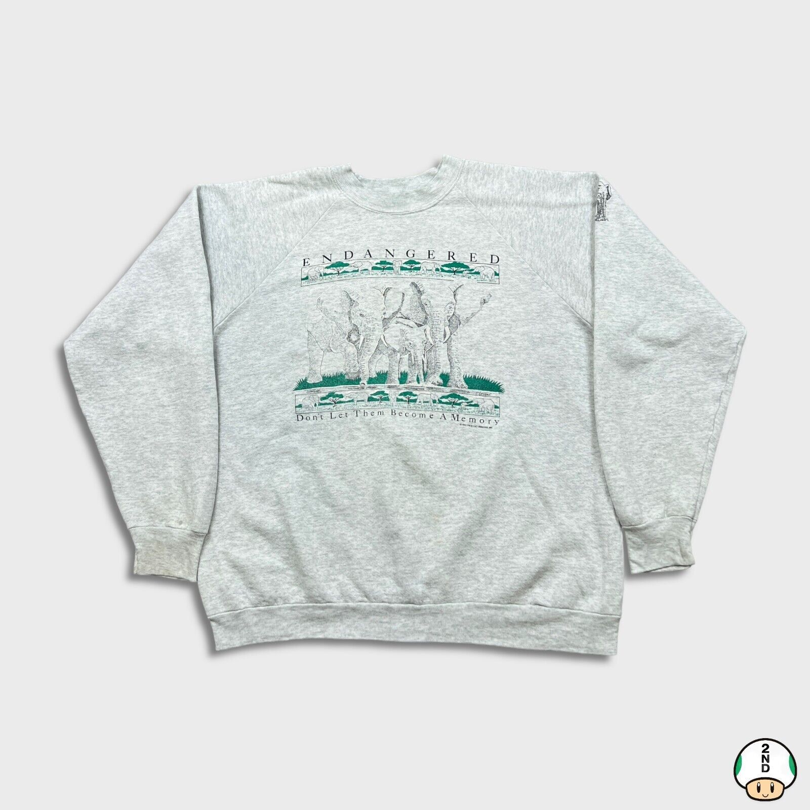 Vintage 1991 Endangered Elephants Sweatshirt Dont Let Them Be Memory Size US M / EU 48-50 / 2 - 1 Thumbnail