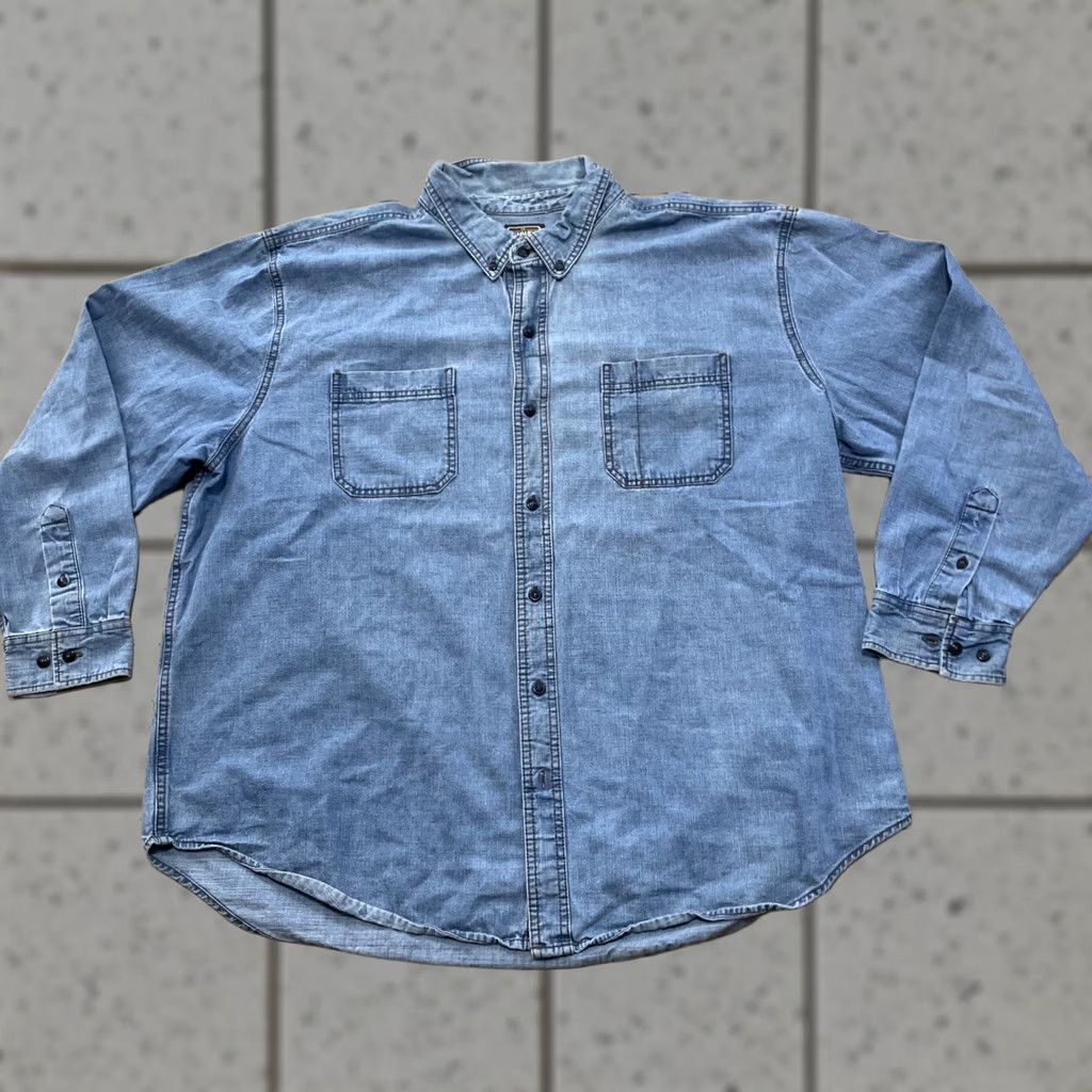 Denime VINTAGE Schmidt Workwear Shirt Denim Shirt Men 3XL Cotton Blue Jean Long Sleeve 3X Mens Size US XXL / EU 58 / 5 - 1 Thumbnail