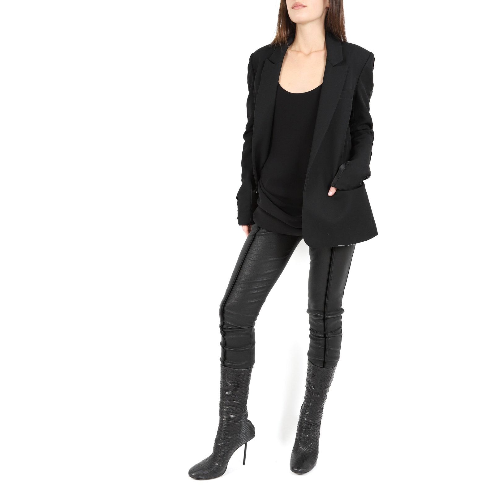 Haider Ackermann FW20 Silk Insert Sleeve Blazer in Black Wool Size XS / US 0-2 / IT 36-38 - 2 Thumbnail