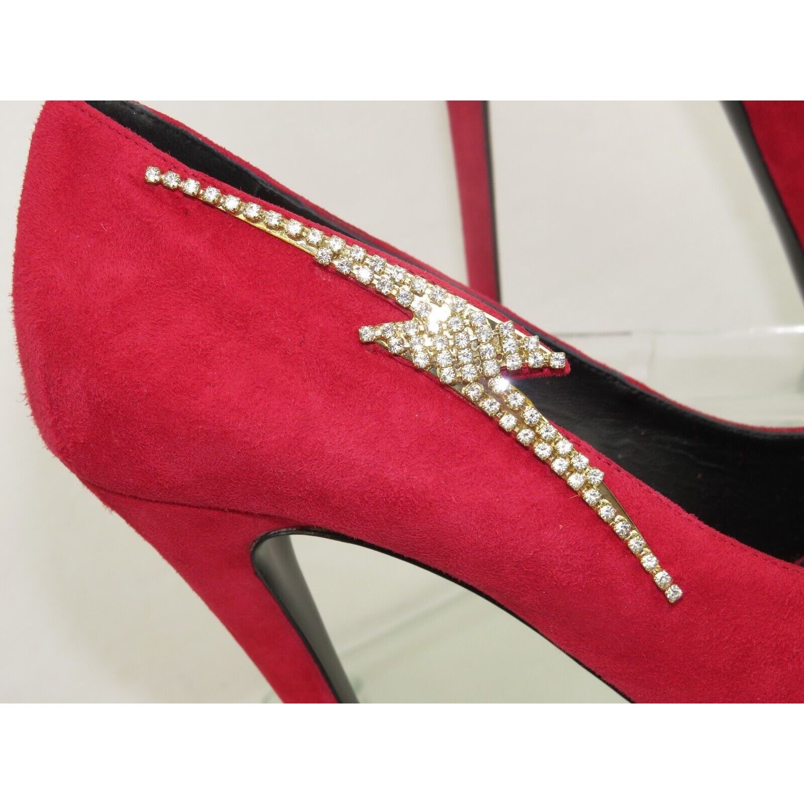 Giuseppe Zanotti SHARON 115 RED SUEDE CRYSTALS LIGHTNING PLATFORM PUMPS 39 Size US 9 / IT 39 - 7 Thumbnail