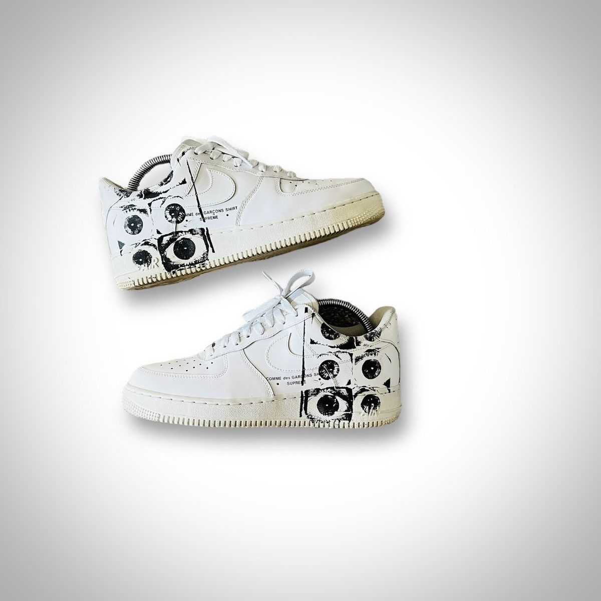image of Supreme Cdg Air Force 1 Low Eyes Comme Des Garcons Shoes in White, Men's (Size 8)