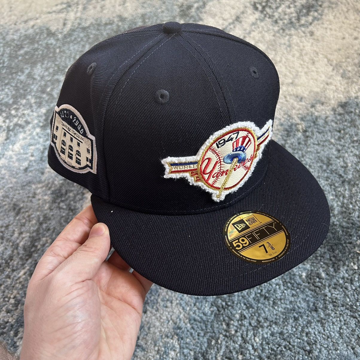 MyFitteds 7 3/8 NEW YORK YANKEES 1947 WORLD SERiES LEATHER PATCH Size ONE SIZE - 9 Thumbnail