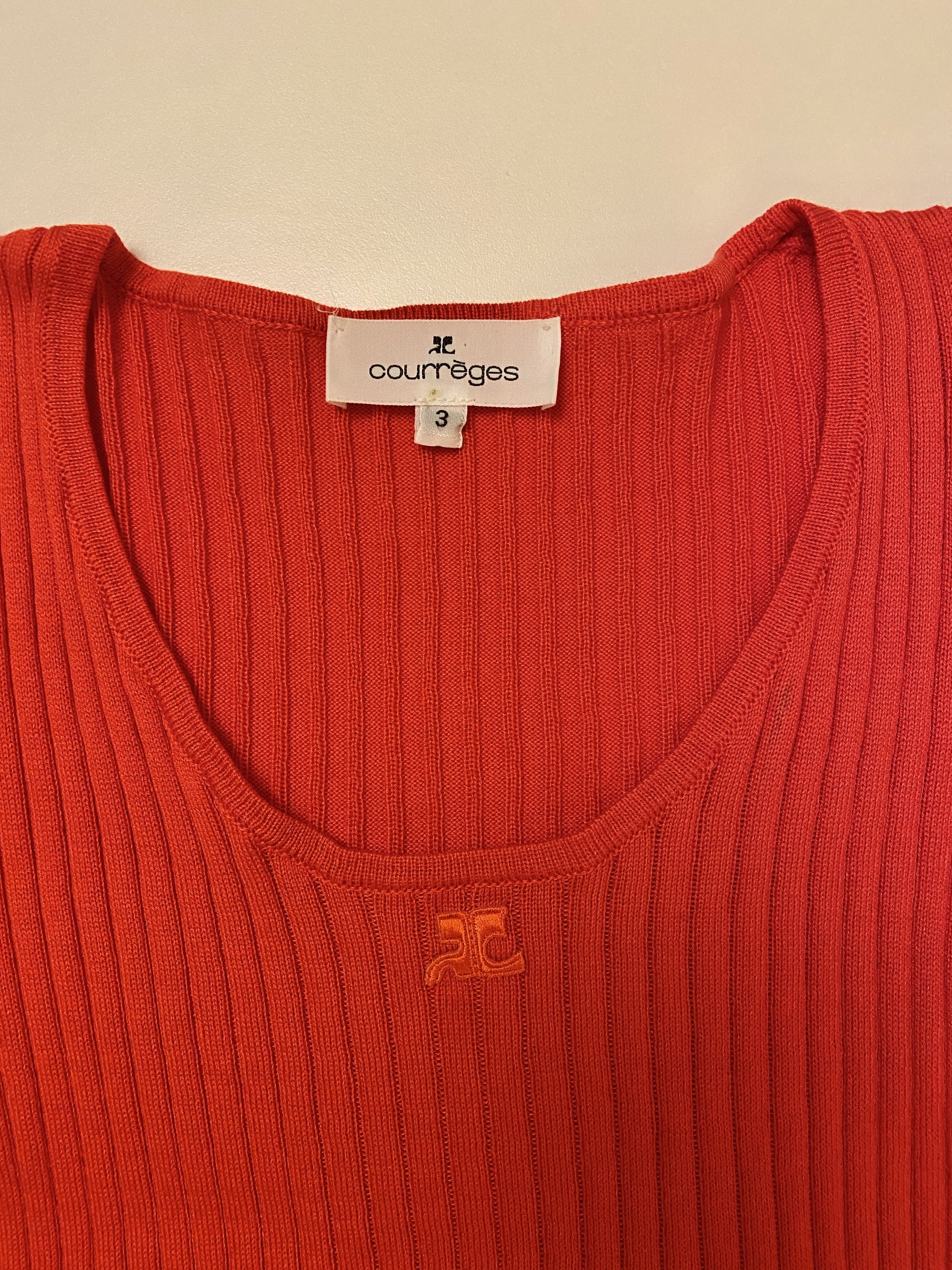 Courreges Courreges Ribbed Red Scoop Neck Sweater Size S / US 4 / IT 40 - 5 Thumbnail