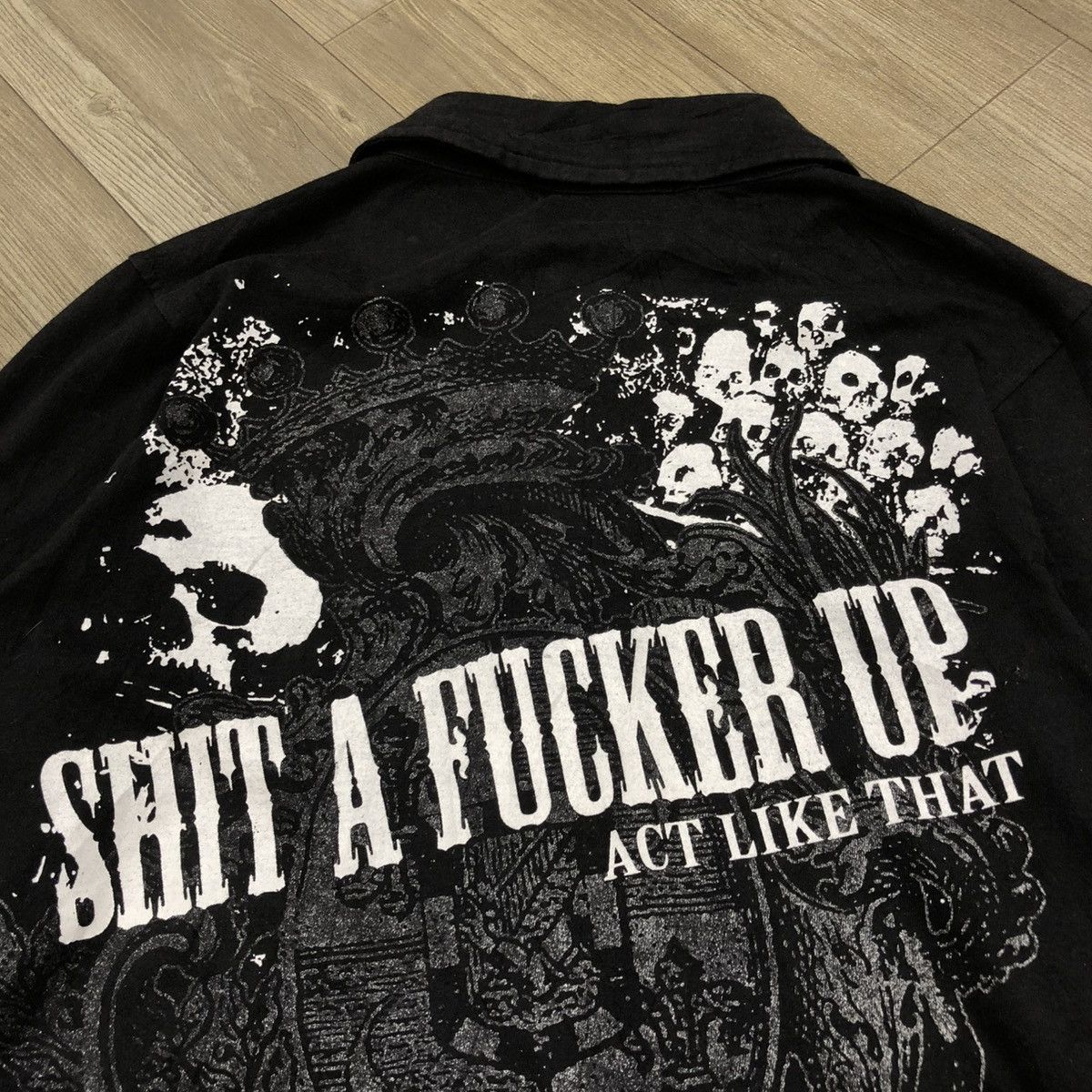 14th Addiction × If Six Was Nine × Japanese Brand 2000s Sex Pot Revenge Skulls Poem Grunge Punk Style Shirt Size S / US 4 / IT 40 - 3 Thumbnail