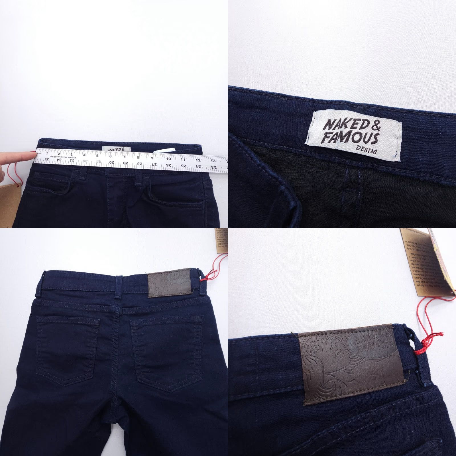 Vintage Naked & Famous Denim The Skinny Indigo Jeans Size 25 Regular Rise 31in Inseam Women's Blue 5-Pocket Stretch Lightweight NWT Size 42" / US 20 - 8 Thumbnail