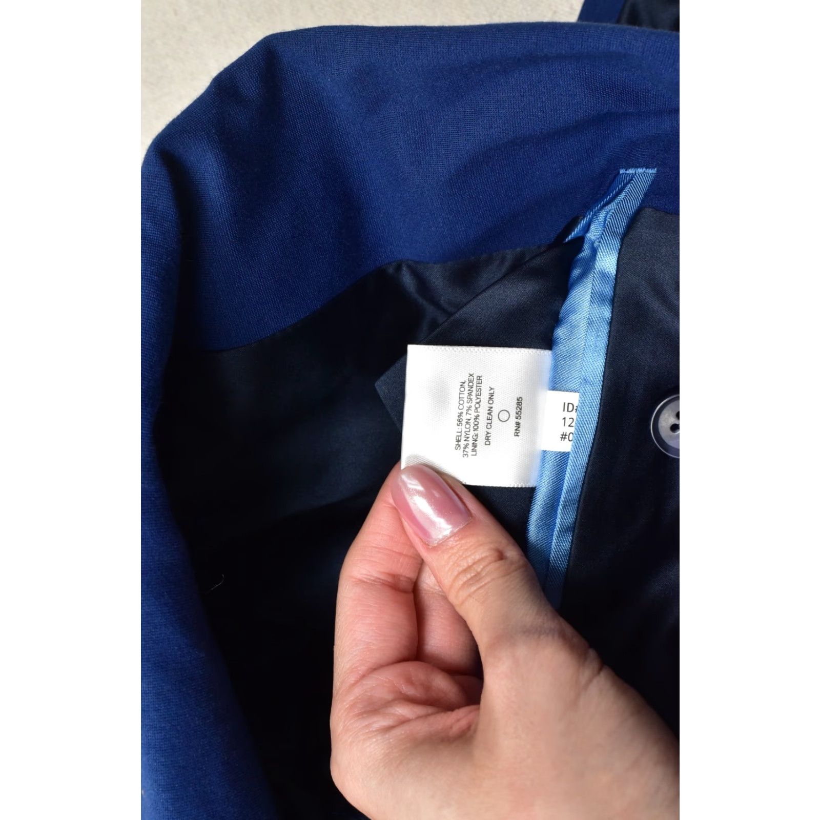 Express Express Men's Blazer 44L Slim Blue Peak Lapel Performance Cotton Stretch Jacket Size 44R - 8 Thumbnail