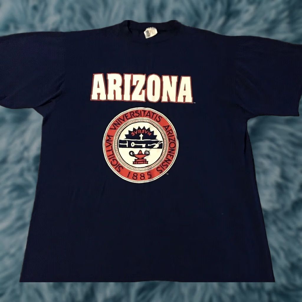 Vintage Vtg 90s Arizona Wildcats Sleeping Shirt USA College ASU University of Arizona Campus Graphic Tee Unisex Adults Blue Crew Neck One Size Size US M / EU 48-50 / 2 - 1 Thumbnail