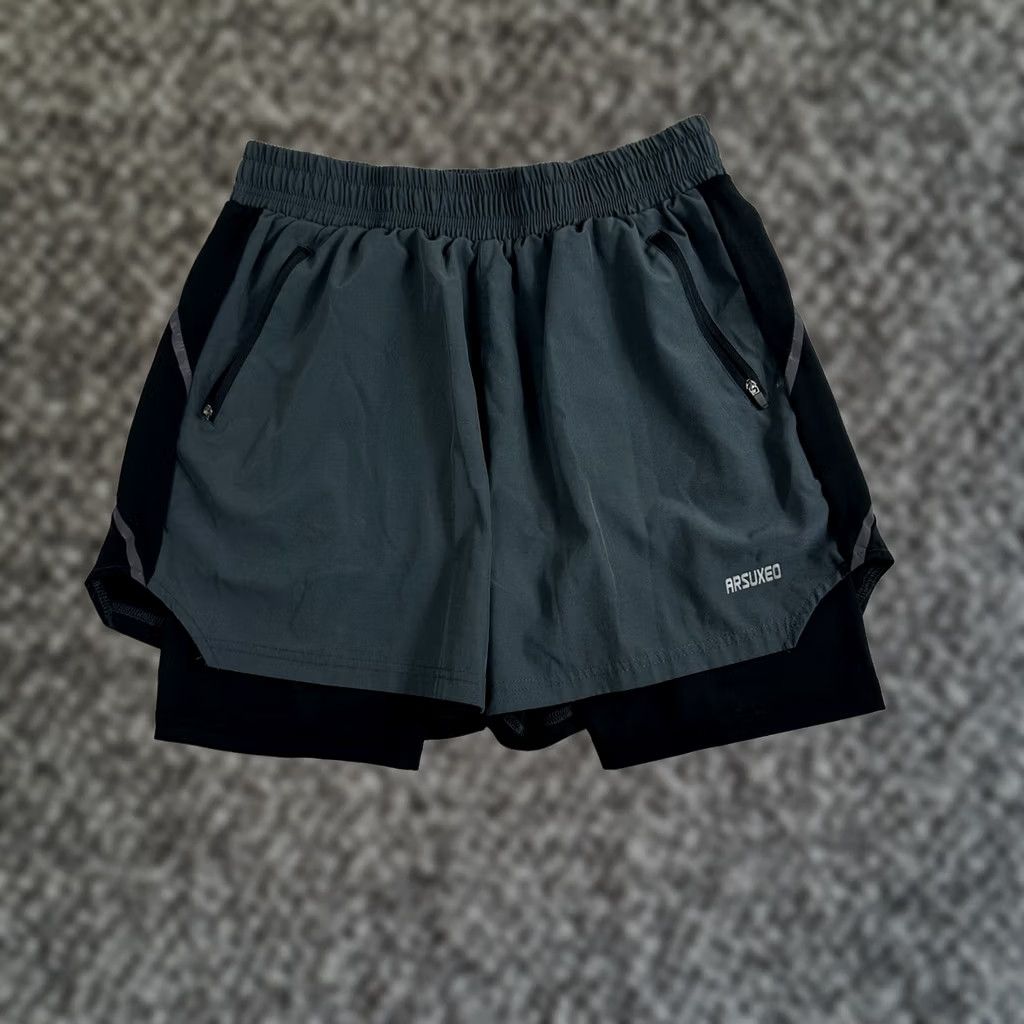 Vintage Arsuxeo Lined Cycling Training Shorts Mens Large Gray Activewear Gym Size US 33 - 1 Thumbnail