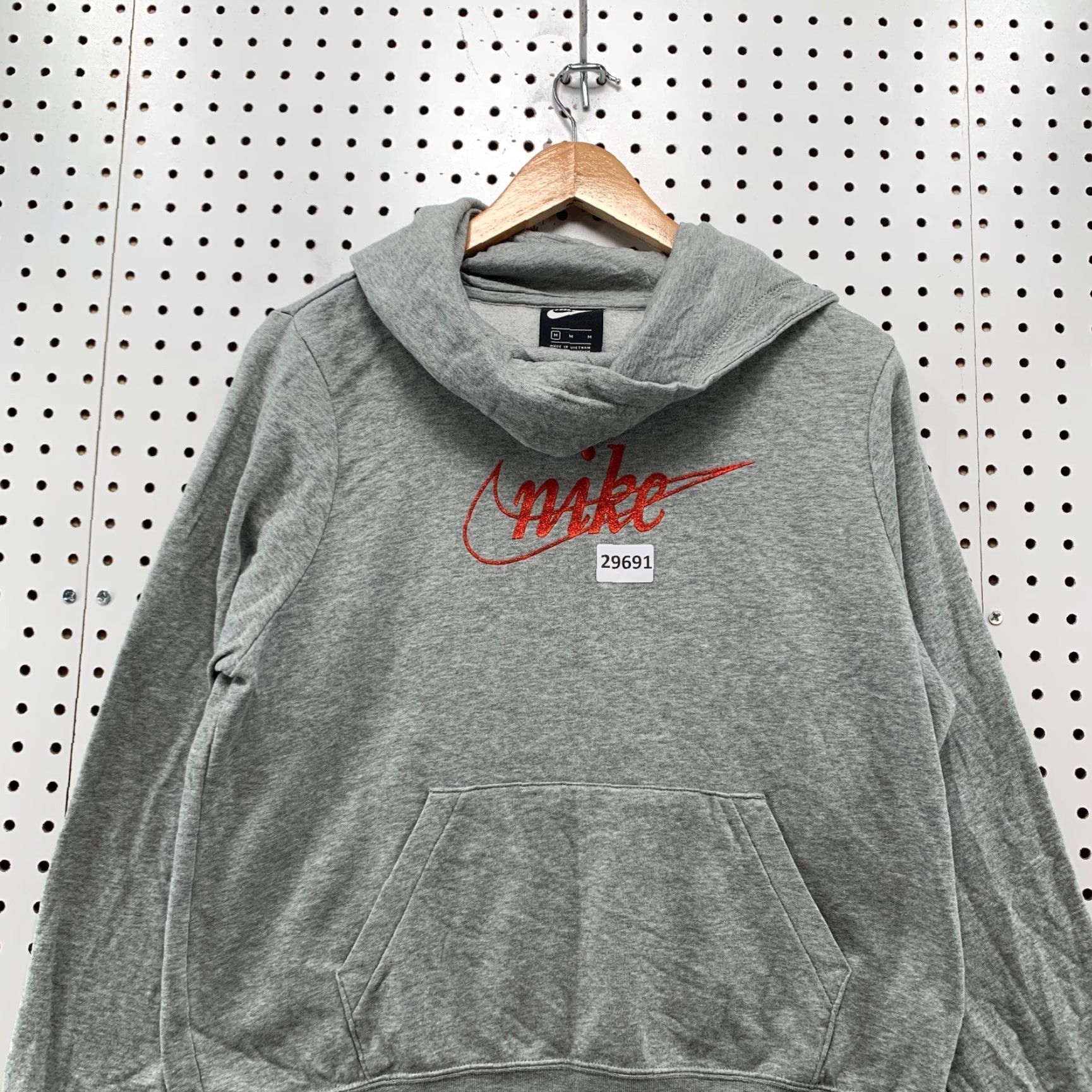 Nike Nike Hoodie Womens Medium Gray Red Swoosh Cowl Neck Hooded Sweatshirt 23x23 Size M / US 6-8 / IT 42-44 - 5 Thumbnail