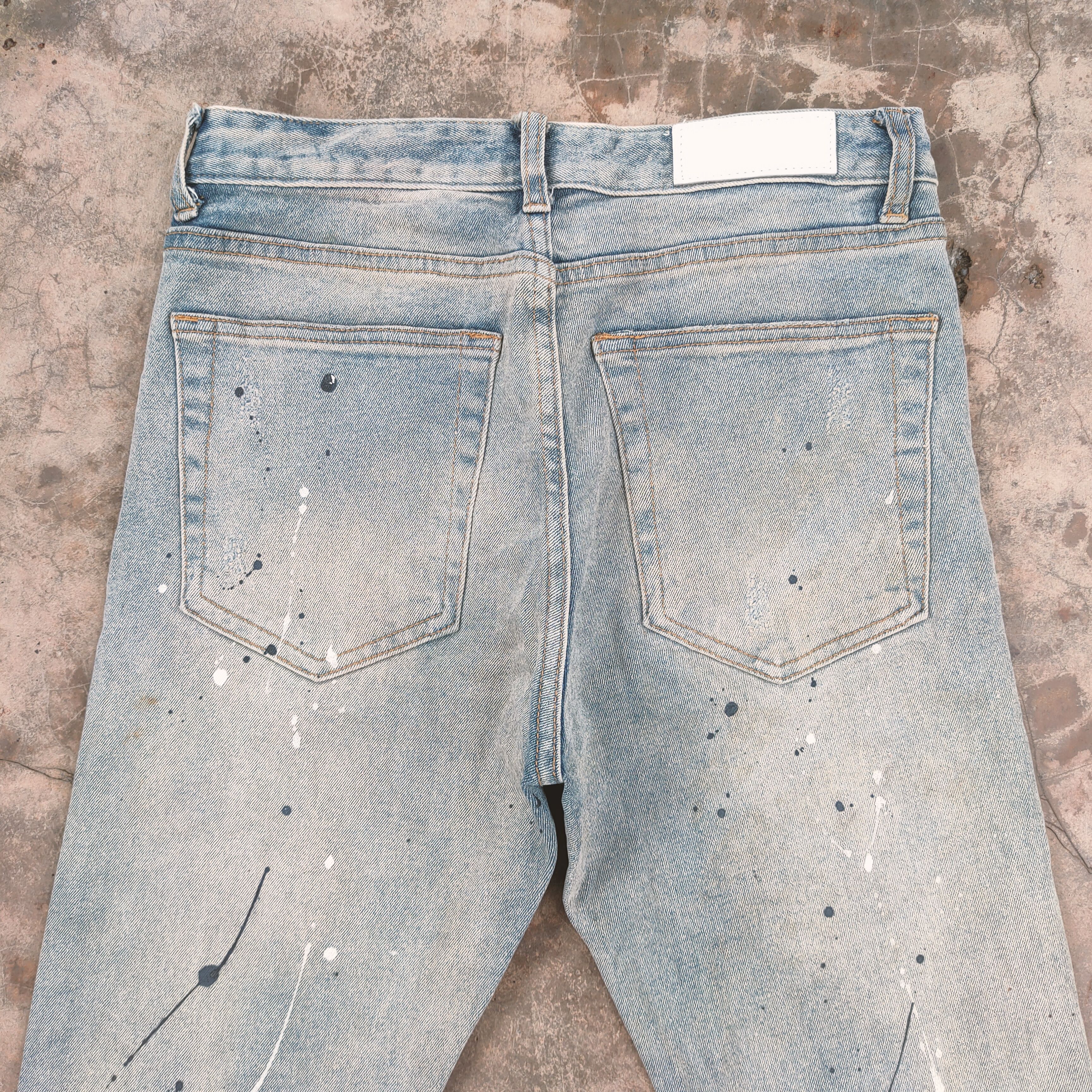 Japanese Brand VINTAGE JAPANESE SKINNY FADED PAINT JEANS DENIM PANTS Size US 29 - 13 Thumbnail