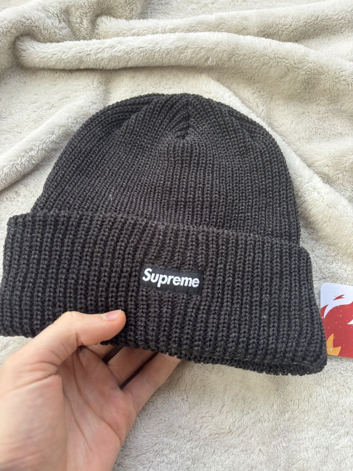 Supreme Supreme Charcoal Logo Beanie - Rare Size ONE SIZE - 2 Thumbnail