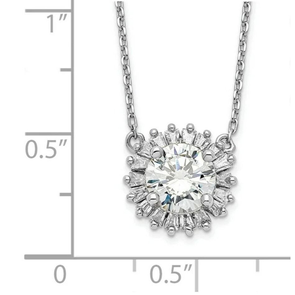 Other 18k White Gold Plated Clear Glass Starburst Pendant 16" Neck Size ONE SIZE - 2 Thumbnail
