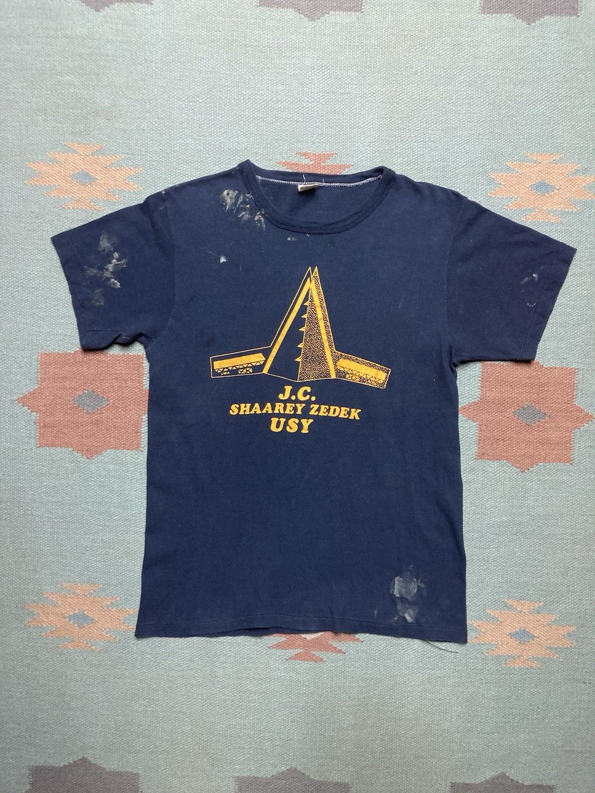 Vintage Vtg 70s t shirt shaarey zedek synagogue Judaism paint small Size US S / EU 44-46 / 1 - 1 Thumbnail