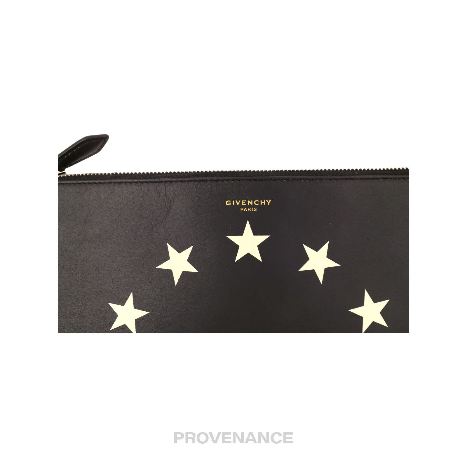 Givenchy 🔴 Givenchy Star Zip Pochette Jour - Black Leather Size ONE SIZE - 7 Thumbnail