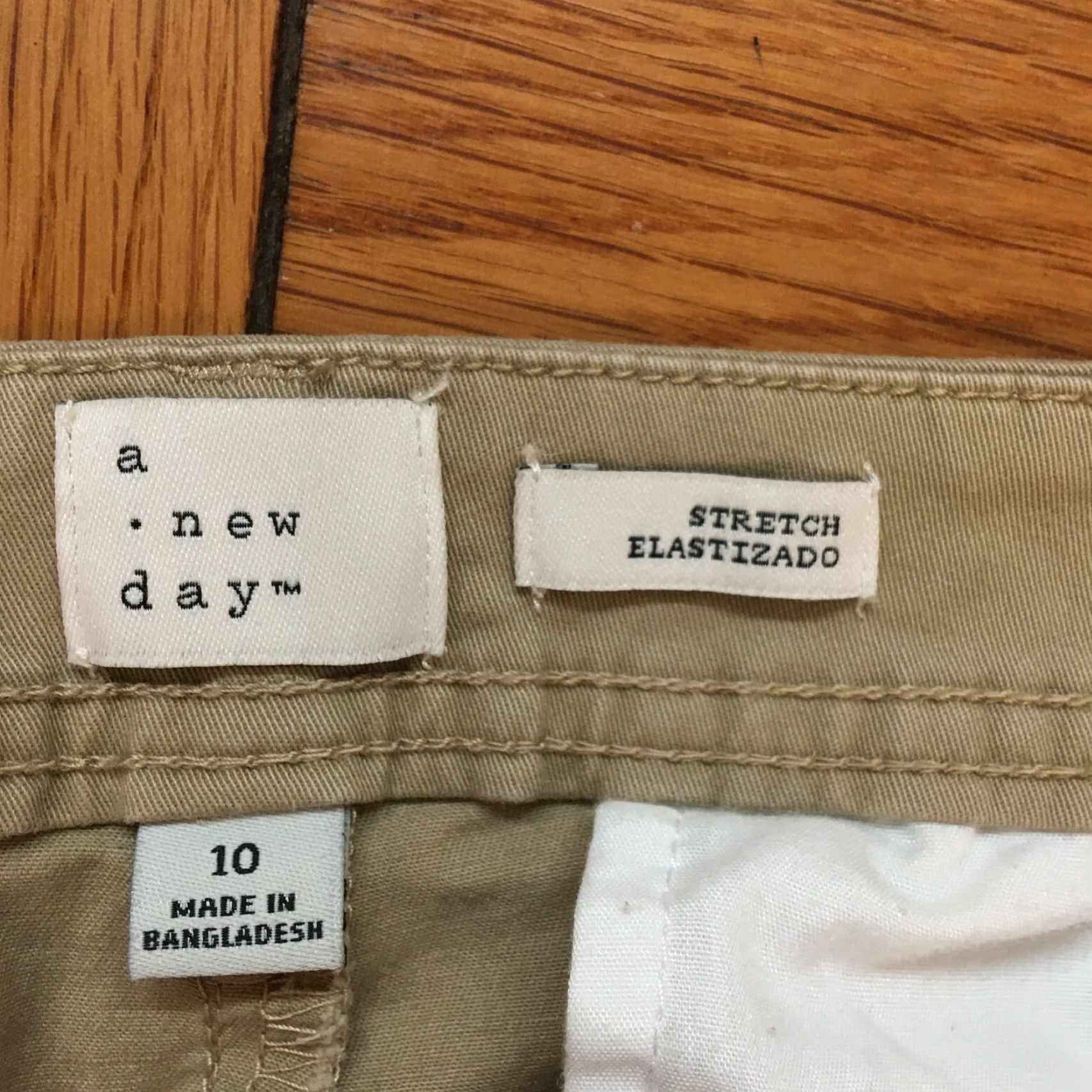 Vintage A New Day Women's Tan Flat Front Mid Rise Stretch Dress Pants Size 10 Size 32" / US 10 / IT 46 - 7 Thumbnail