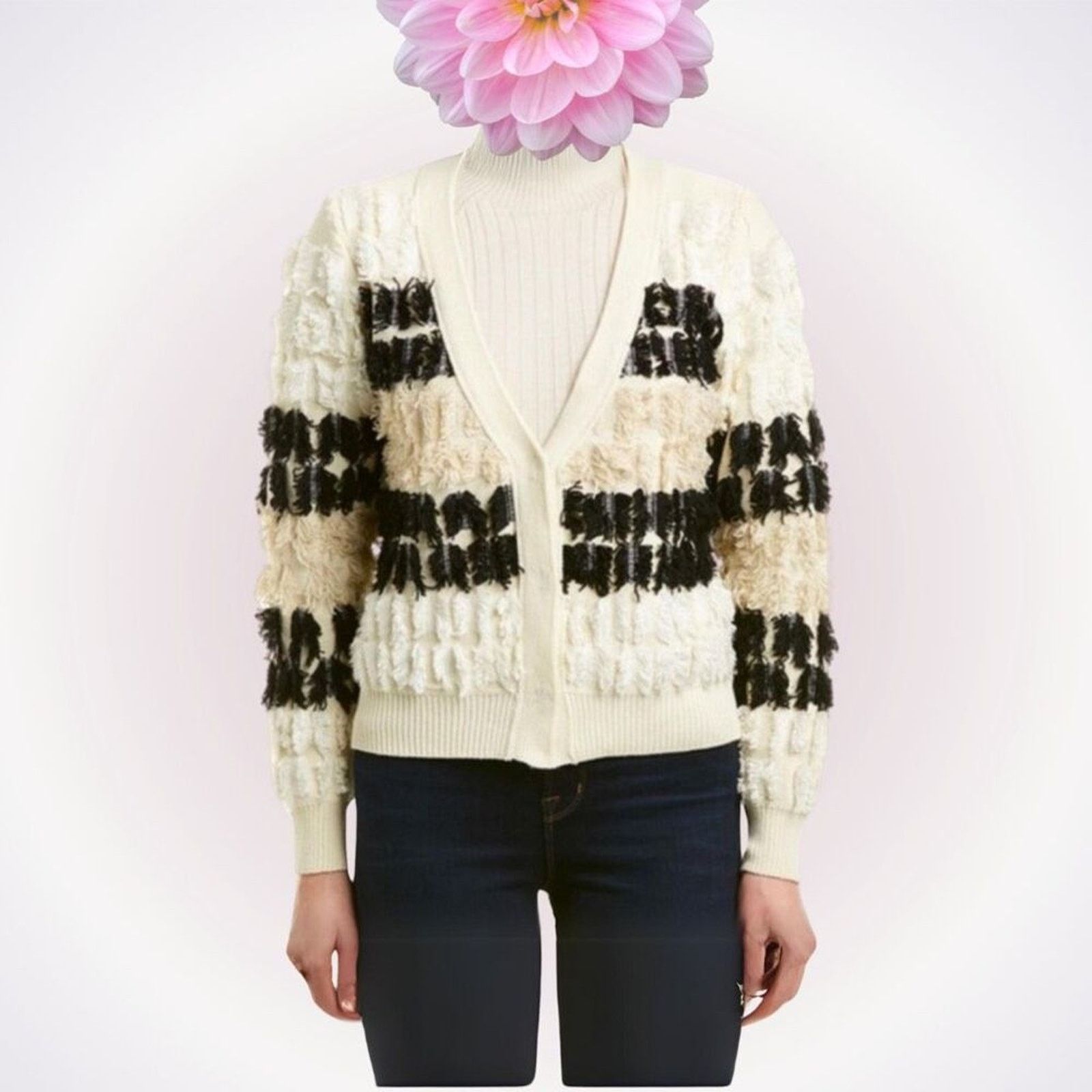 Other Allison NY Cream Textured Button Front Cardigan | Sz S Size S / US 4 / IT 40 - 1 Thumbnail