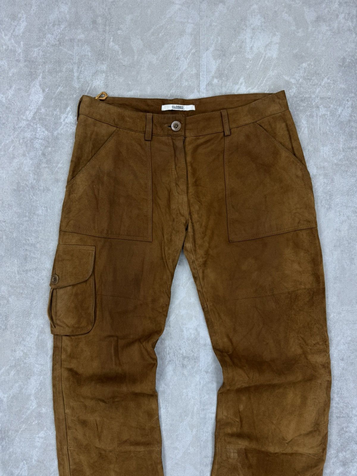 CLOSED Closed suede cargo fatigue pants cowgirl style avant garde Size 30" / US 8 / IT 44 - 2 Thumbnail