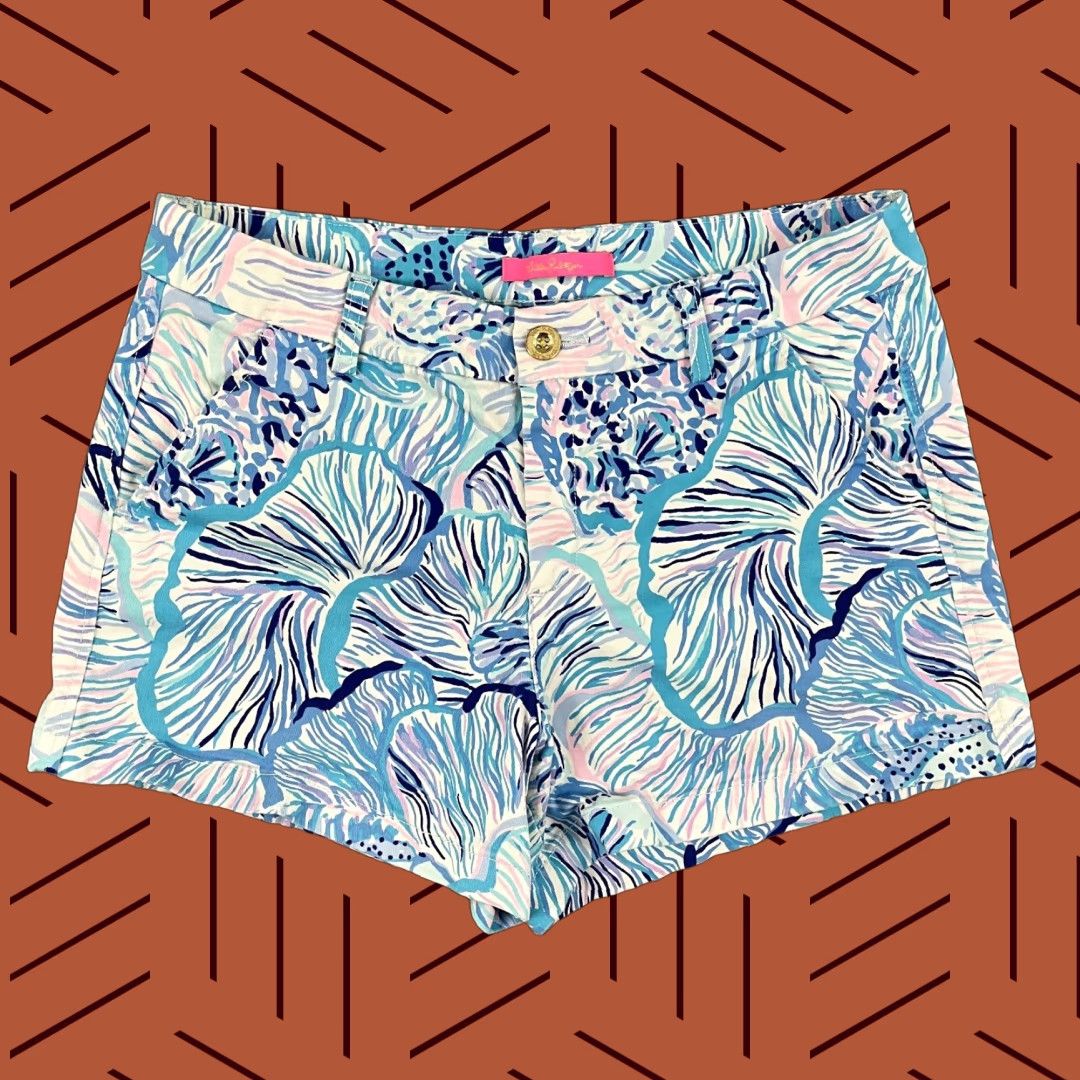 Lilly Pulitzer Lilly Pulitzer Shorts Womens Size 12 / 4" Blue Stretch Chino Beach 005696 Size 34" / US 12 / IT 48 - 1 Thumbnail