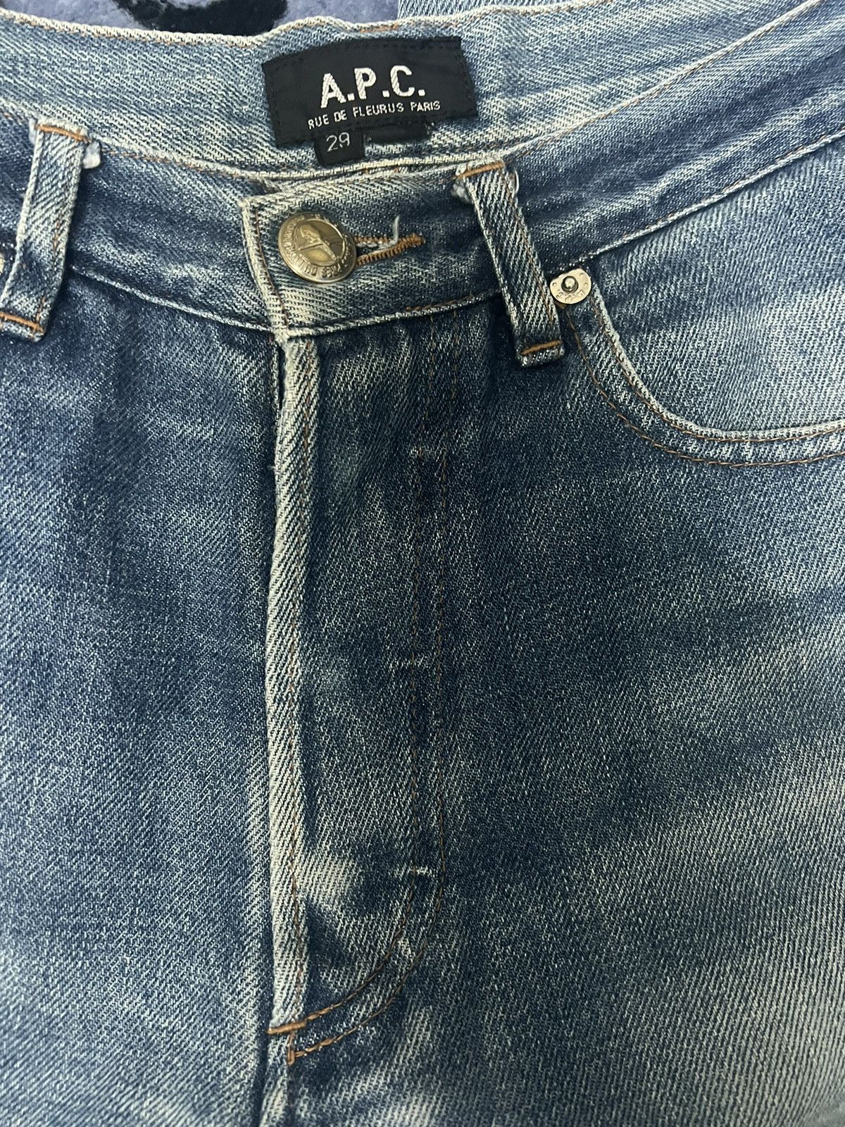 A.P.C. × Vintage A.P.C - Rue De Fleurus Paris Selvedge Button Fly Distressed Size US 29 - 16 Thumbnail