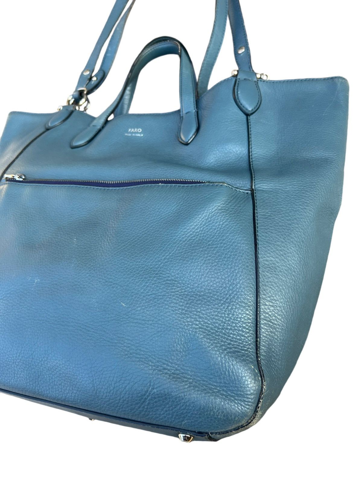 Leather FARO Japan Distressed Patina Leather 2 Way Tote Bag Size ONE SIZE - 7 Thumbnail