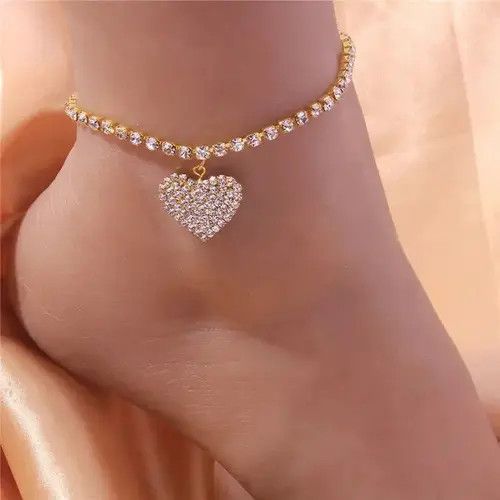 Japanese Brand × Vintage Huitan Rhinestone Chain Women's Anklets Silver Size ONE SIZE - 4 Thumbnail
