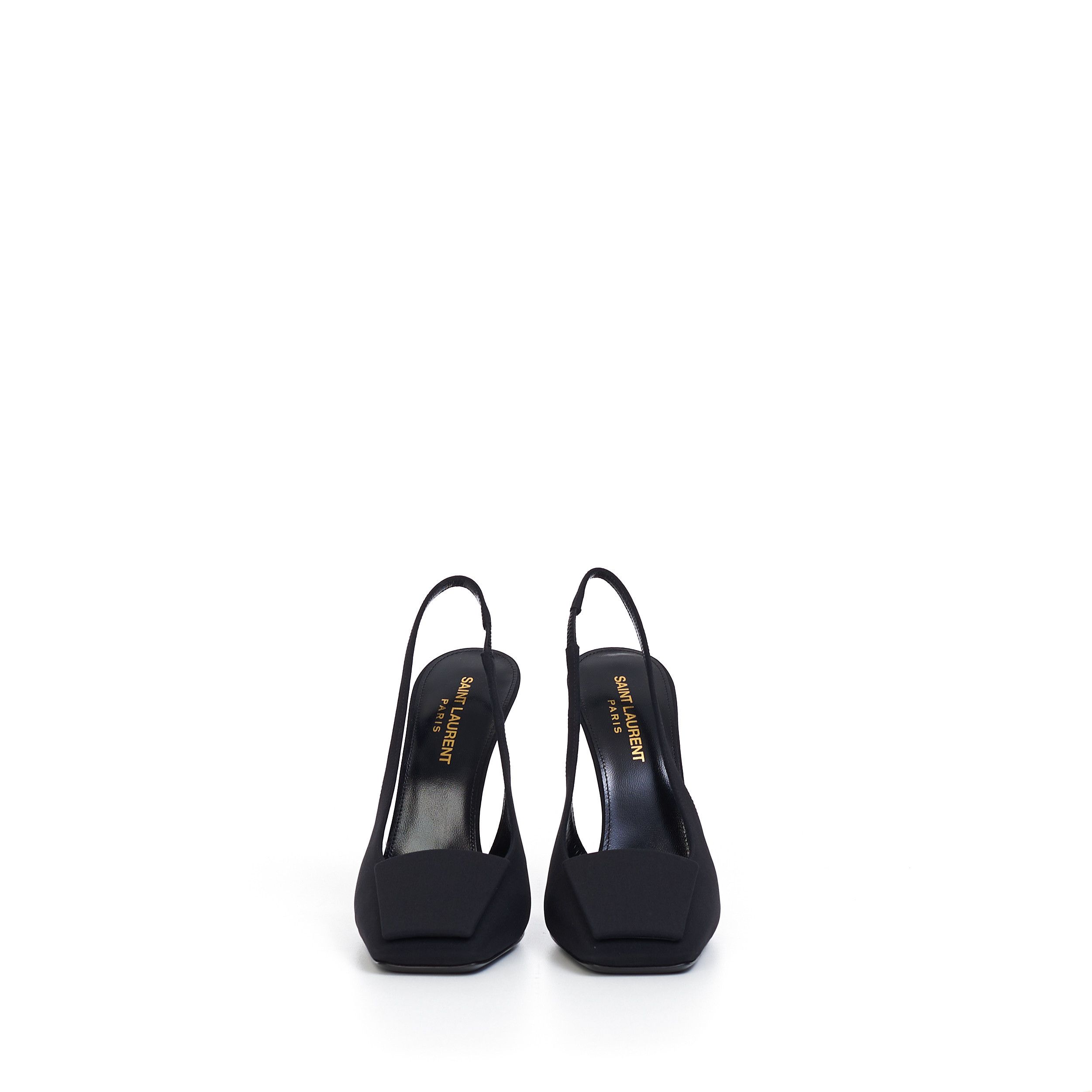 Saint Laurent Paris Maxine Slingback Pumps In Black Silk & Leather Size US 9.5 / IT 39.5 - 2 Thumbnail