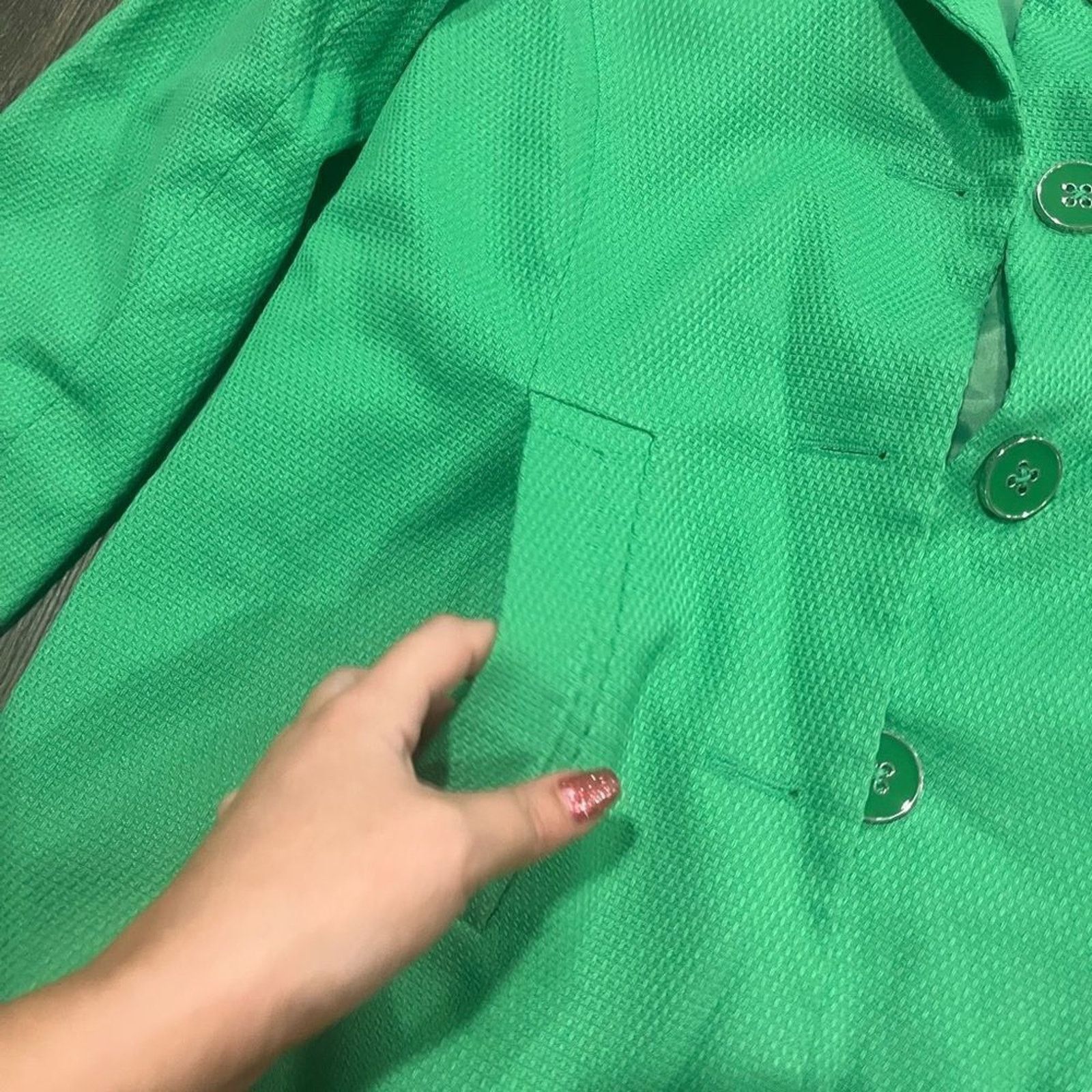 Vintage Dialogue Kelly Green Pea Coat Button Front Collared Size XS Size XS / US 0-2 / IT 36-38 - 2 Thumbnail