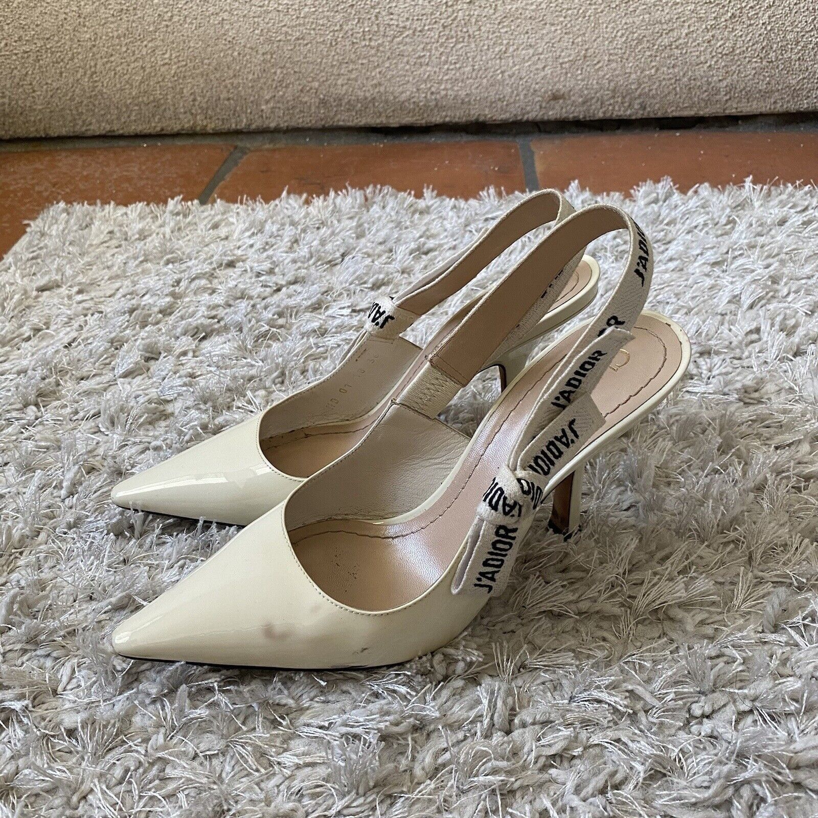 Dior Christian Dior Womens White J'adior Patent Leather Slingback Size US 6 / IT 36 - 3 Thumbnail