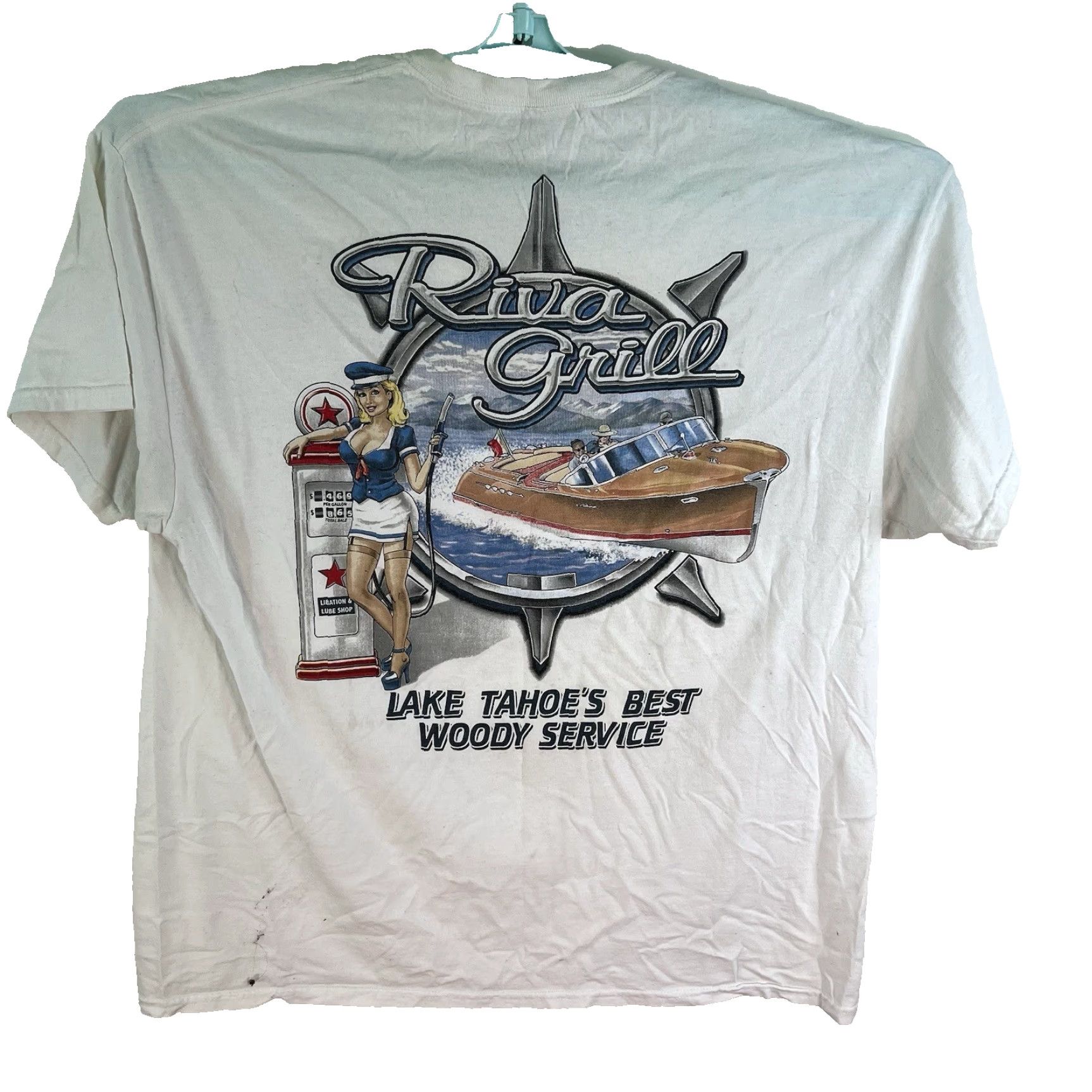 Vintage VINTAGE Riva Grill T-Shirt Mens XL 90s White Graphic Print Crew Neck Outdoor Nautical Size US XL / EU 56 / 4 - 6 Thumbnail
