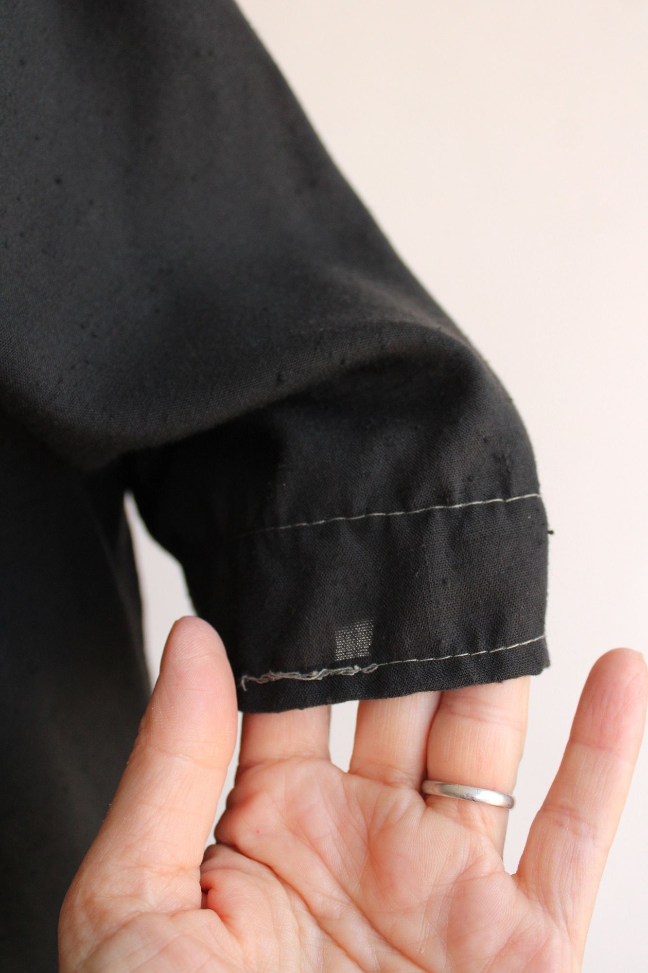 Vintage Vintage 1970s 1980s Blouse, Black Peasant Shirt, Keyhole Nec Size M / US 6-8 / IT 42-44 - 10 Thumbnail