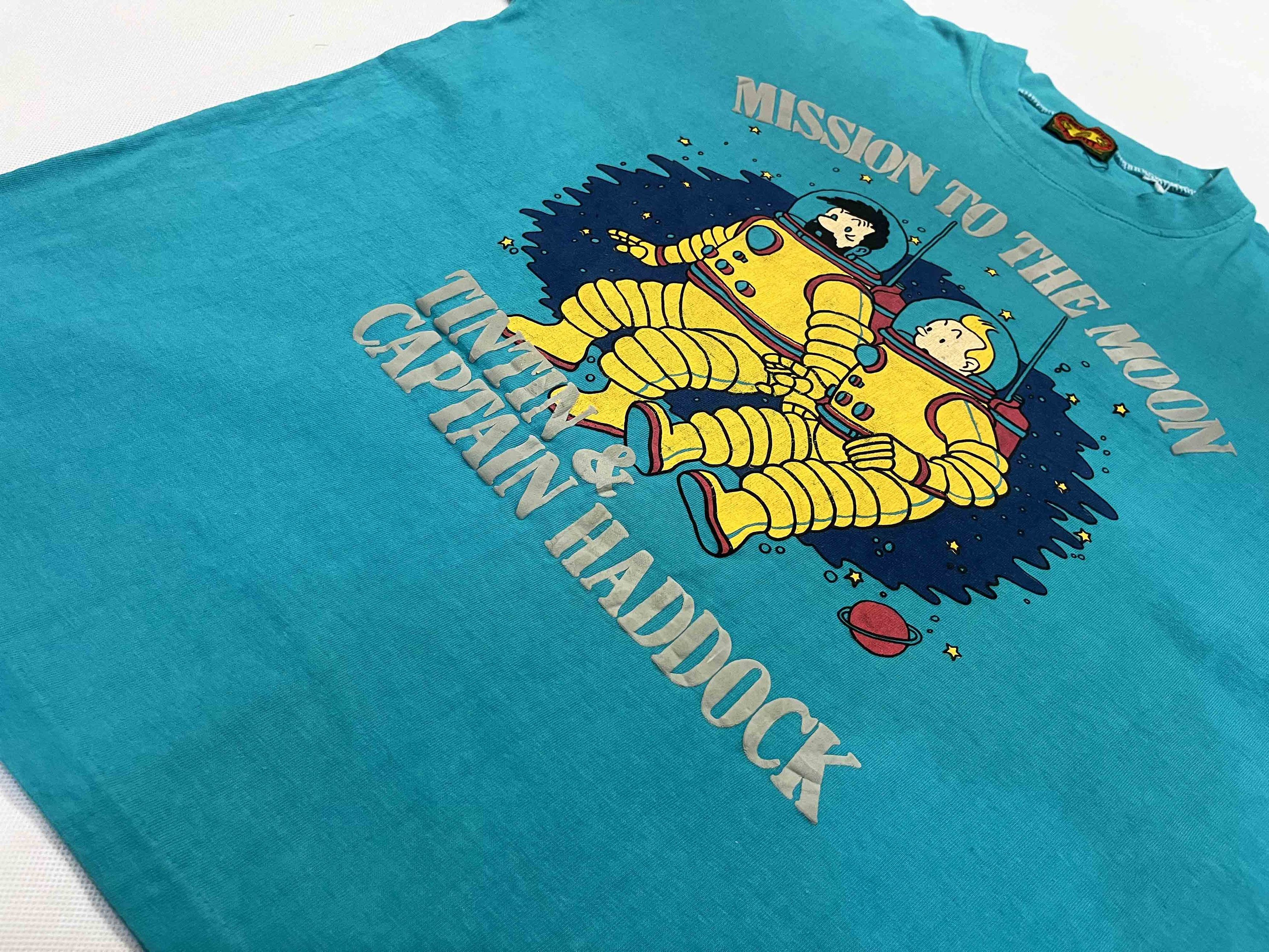Vintage Vintage Tintin & Captain Haddock Mission to the Moon T-Shirt Size US L / EU 52-54 / 3 - 6 Thumbnail