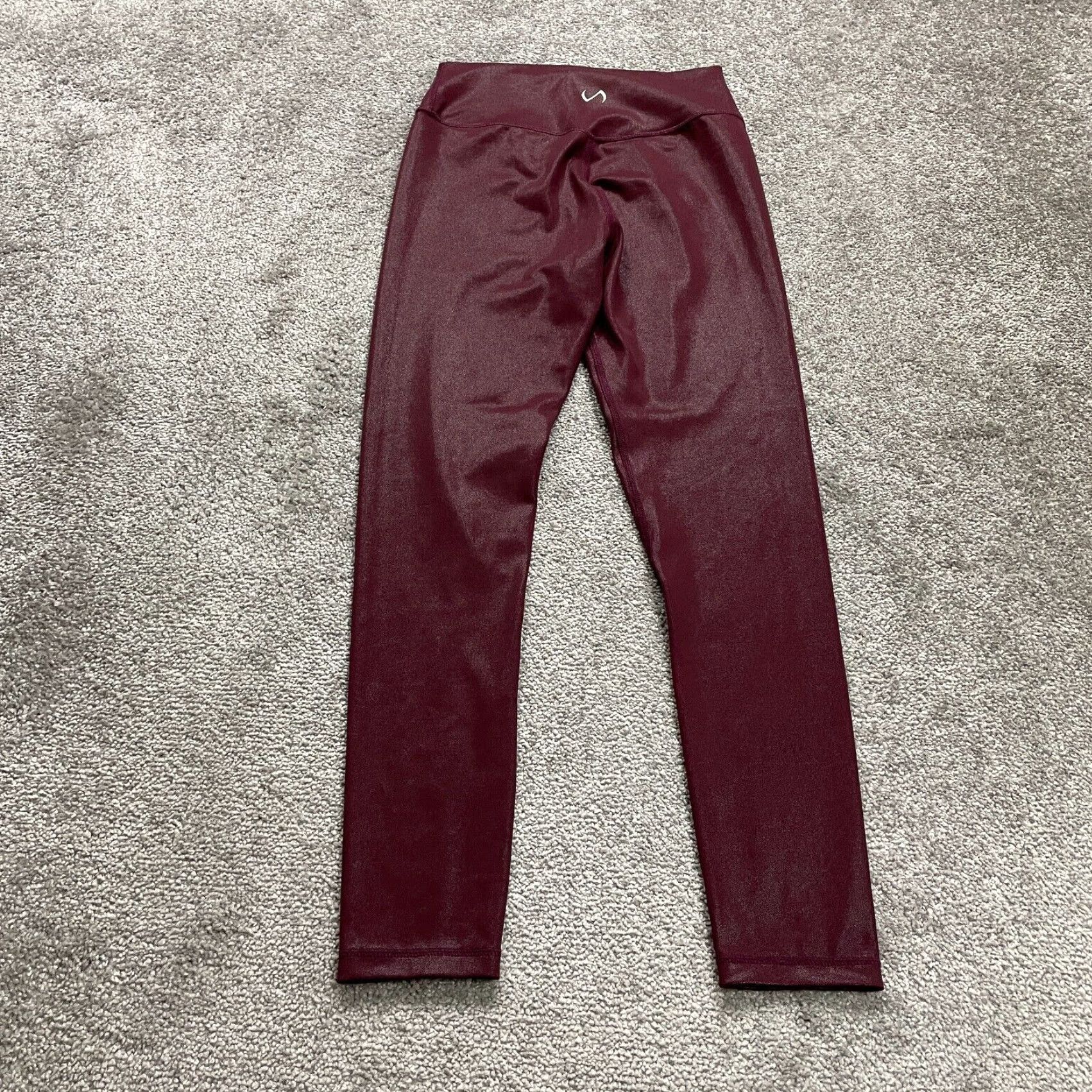 Vintage Take Life Further Compression Leggings Womens Medium Maroon High Rise Gym 24x26 Size 32" / US 10 / IT 46 - 2 Thumbnail