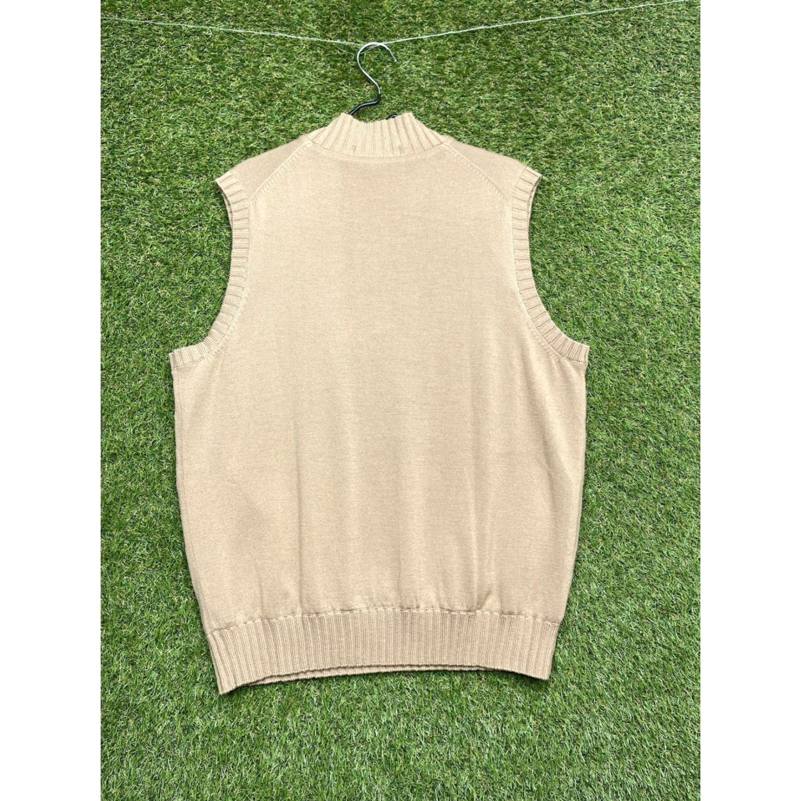 Vintage Martin Merino Wool Sweater Vest Mens Large 1/4 Zip Italian Tan Beige Designer Size US L / EU 52-54 / 3 - 2 Thumbnail