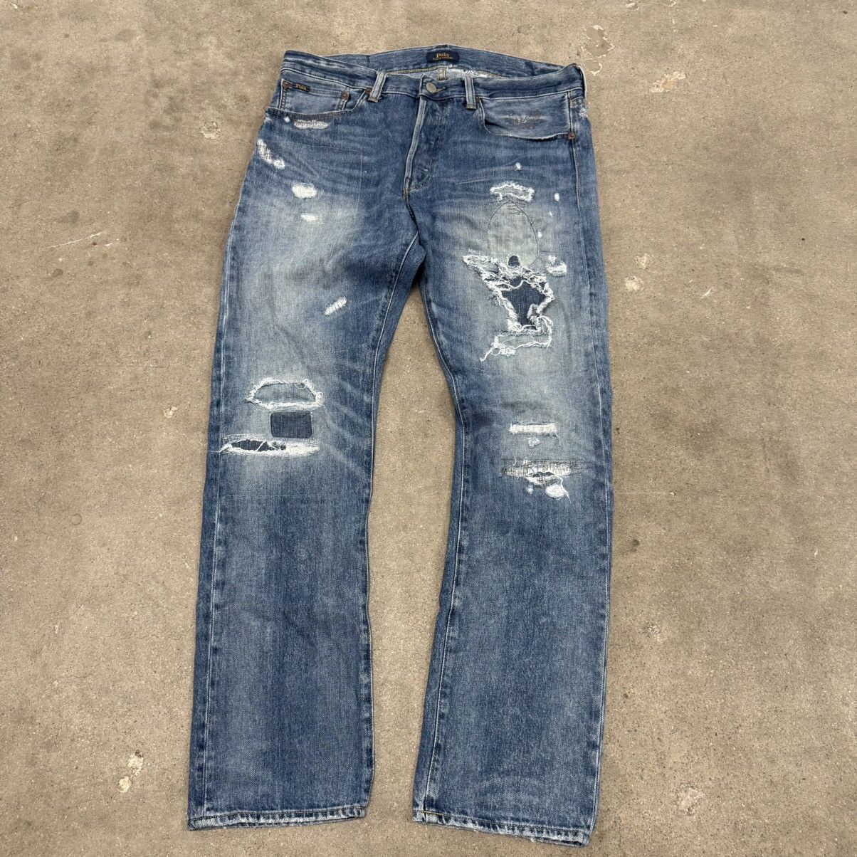 POLO RALPH LAUREN VARICK SLIM REPAIRED PATCHWORK JEANS
