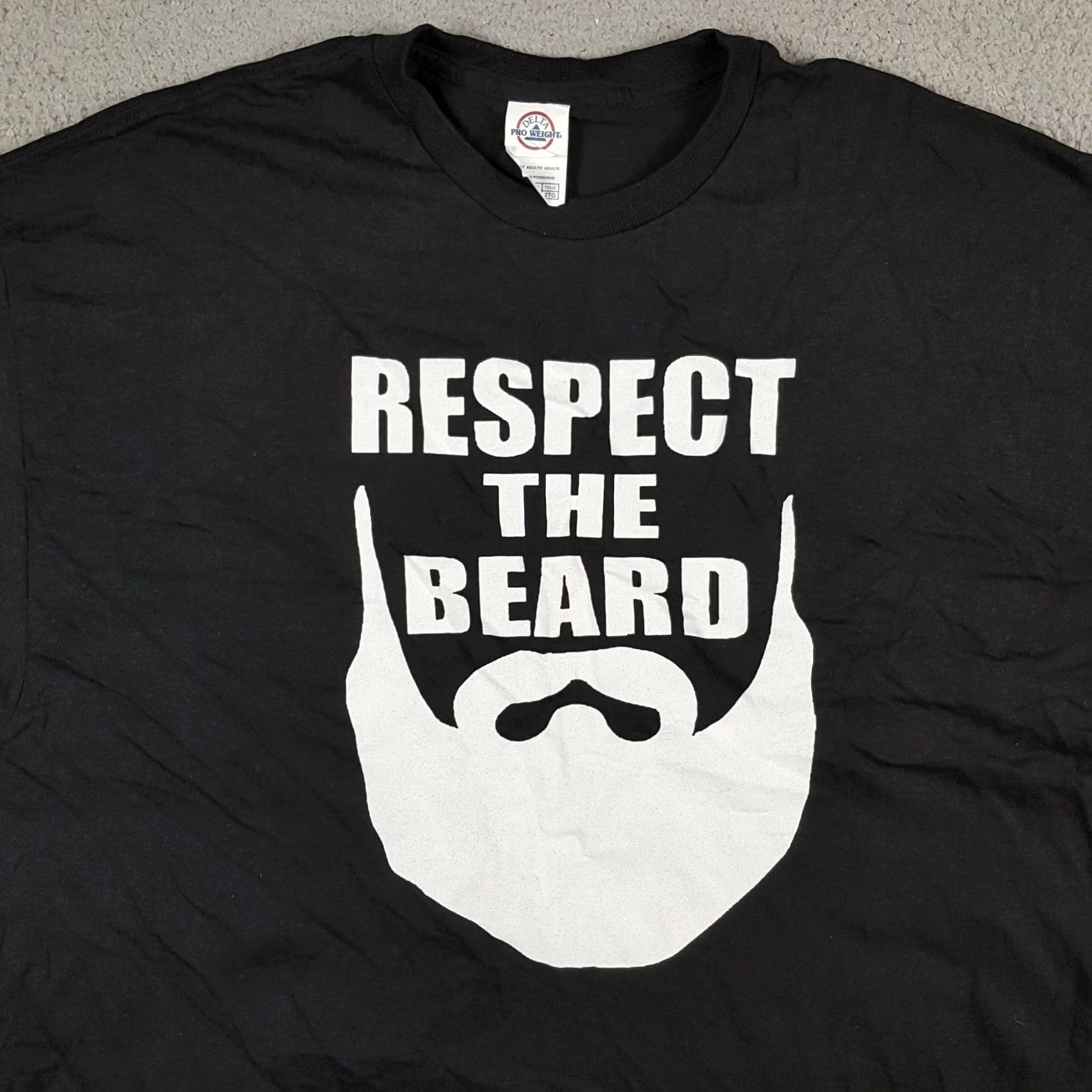 Delta Y2K Respect The Beard Funny Manly Men's 2XL Black Retro T Shirt Size US XXL / EU 58 / 5 - 2 Thumbnail