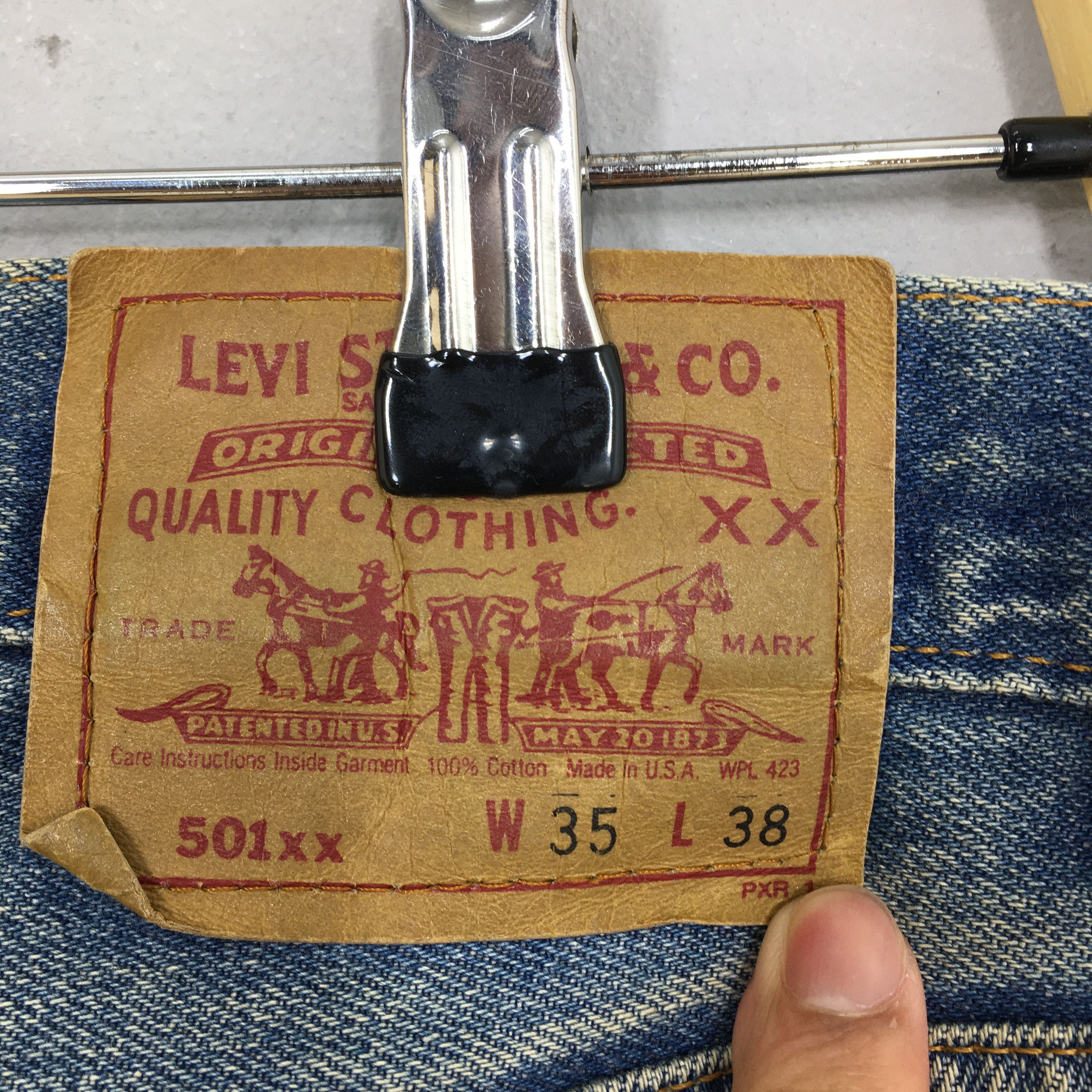Size 34x34.5 Vintage Levi's 501XX Blue Stone Washed Jeans