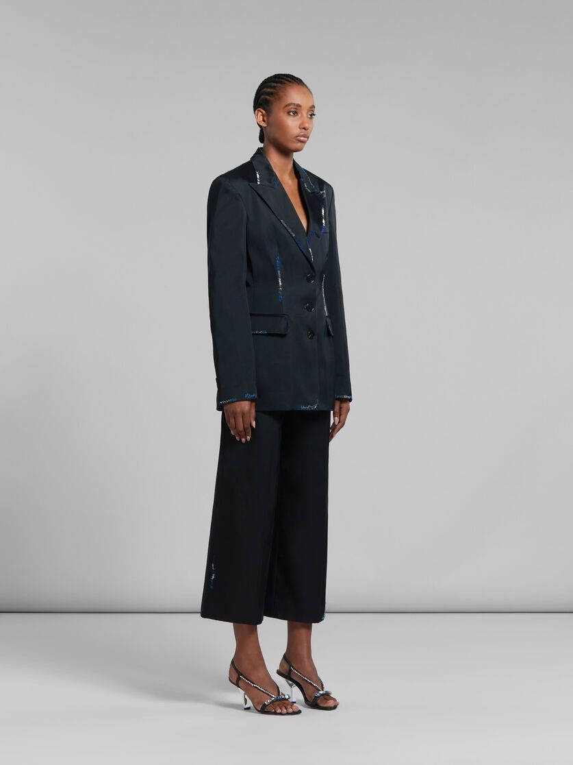 Marni o1w1db10125 Duchesse Satin Jacket in Black Size M / US 6-8 / IT 42-44 - 3 Thumbnail