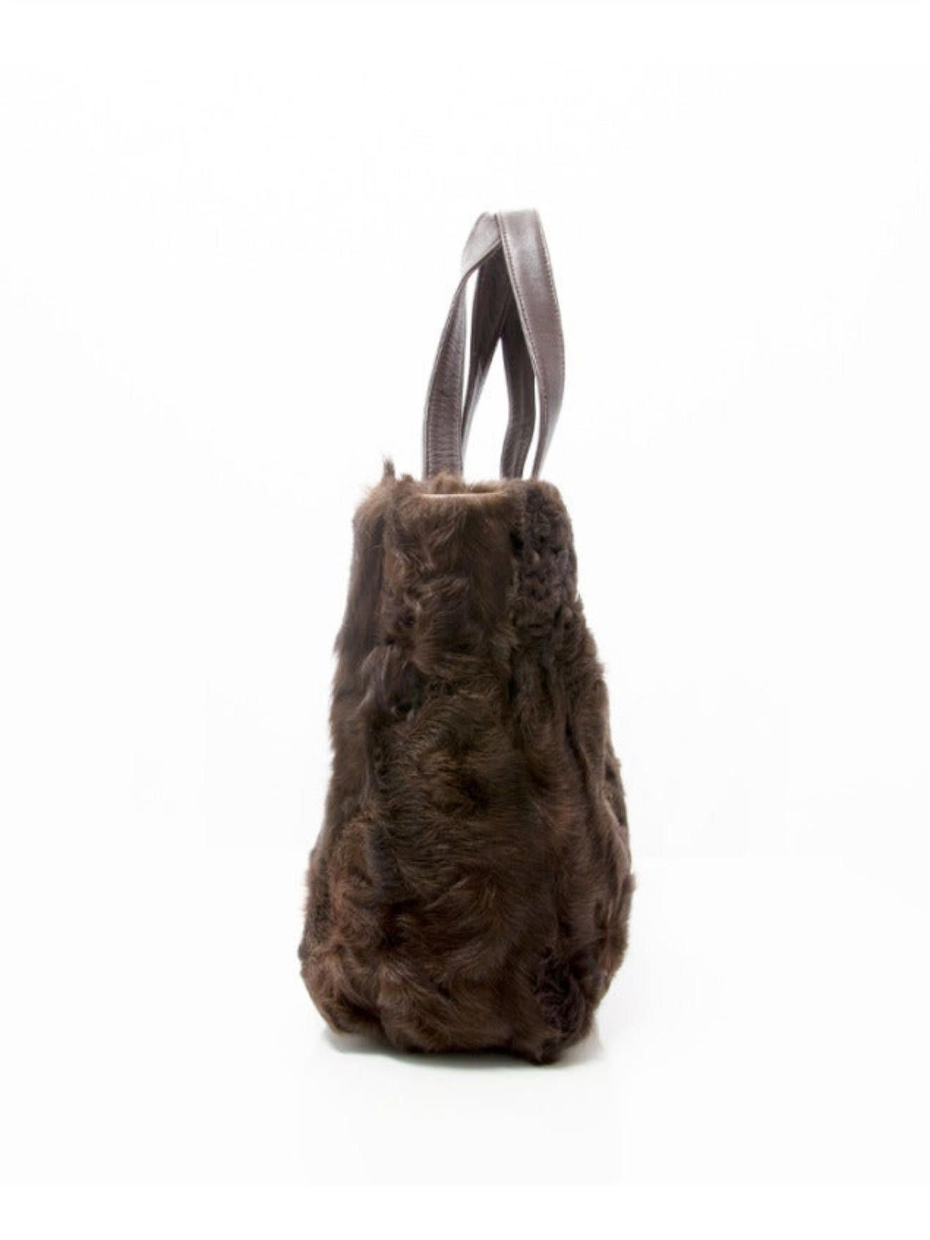 Loewe Loewe Karakul (Persian) Lambswool Tote with Lambskin Handles Size ONE SIZE - 2 Thumbnail