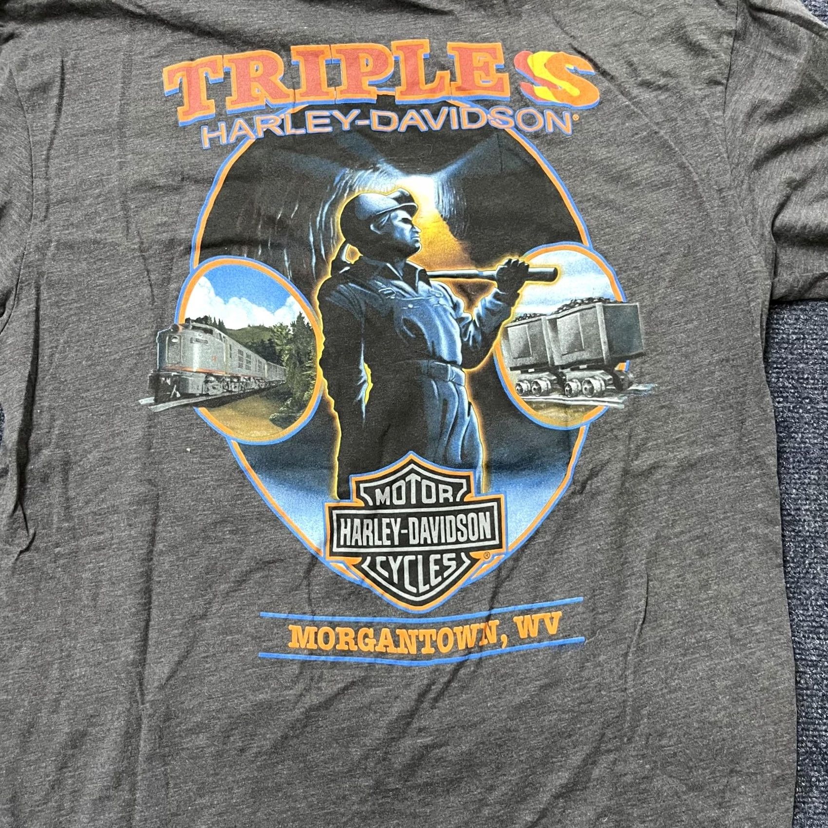 Harley Davidson Harley-Davidson Shirt Mens Large Gray Graphic Tee Biker Morgantown WV Triple S Crew Neck Short Sleeve Size US L / EU 52-54 / 3 - 2 Thumbnail