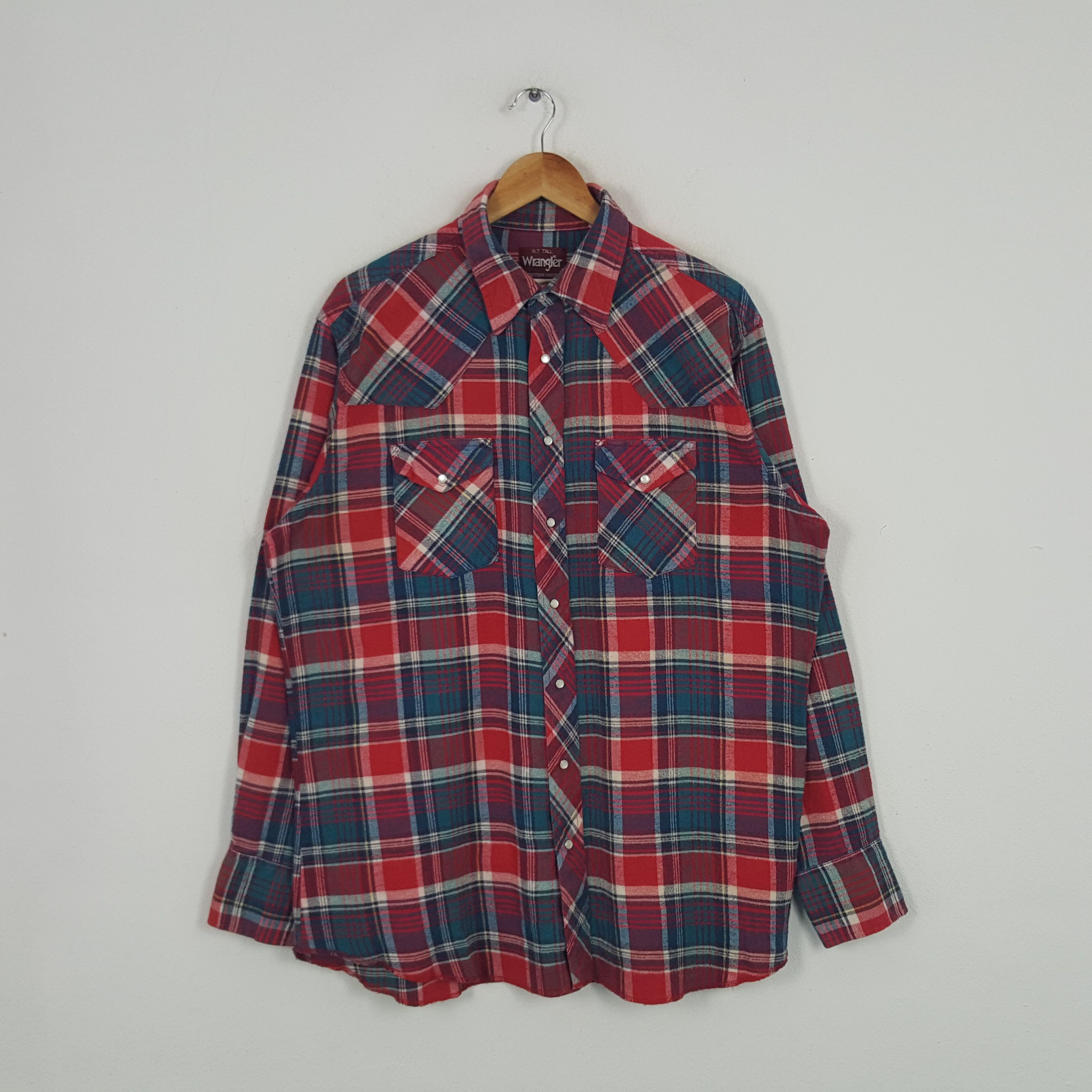 Vintage × Wrangler Vintage Wrangler American Style Flannel Shirt Button Up Size US XXL / EU 58 / 5 - 1 Thumbnail