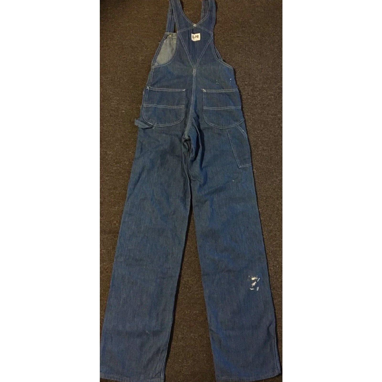 Lee Vtg 70s Lee Faded Distress Denim Overalls 27 USA Biker Punk Grunge Trucker 80s Denim Overalls Men 27 Blue USA Engineered for Workwear Style: Overalls Size US 27 - 2 Thumbnail