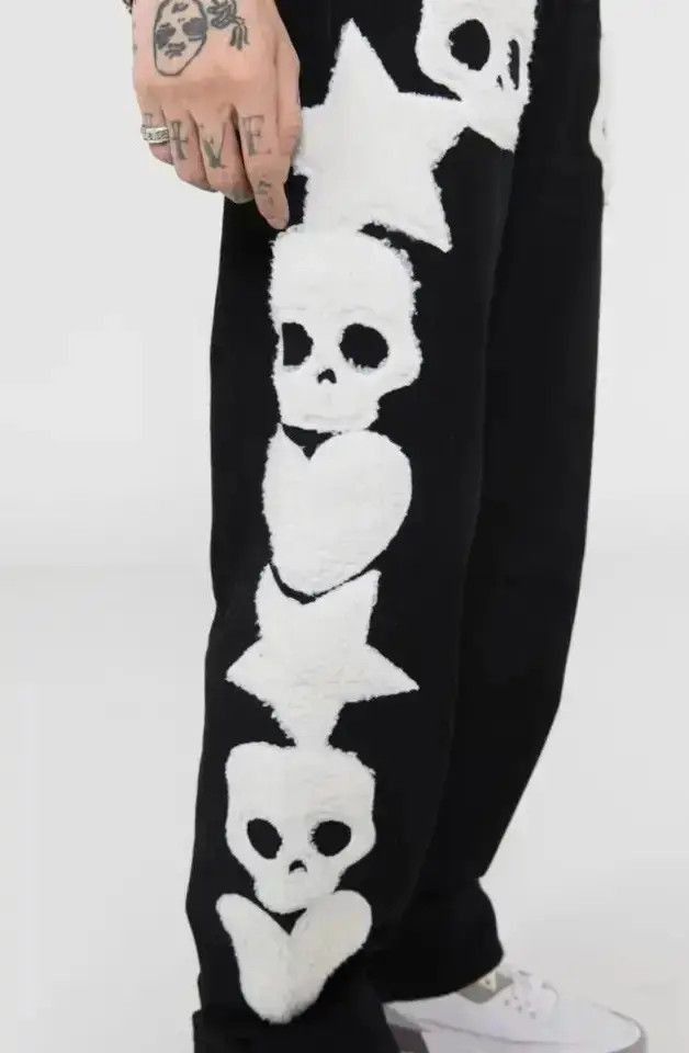 Japanese Brand Skull Streetwear Denim Jeans Hip Hop Retro Skeleton Size US 32 / EU 48 - 3 Thumbnail