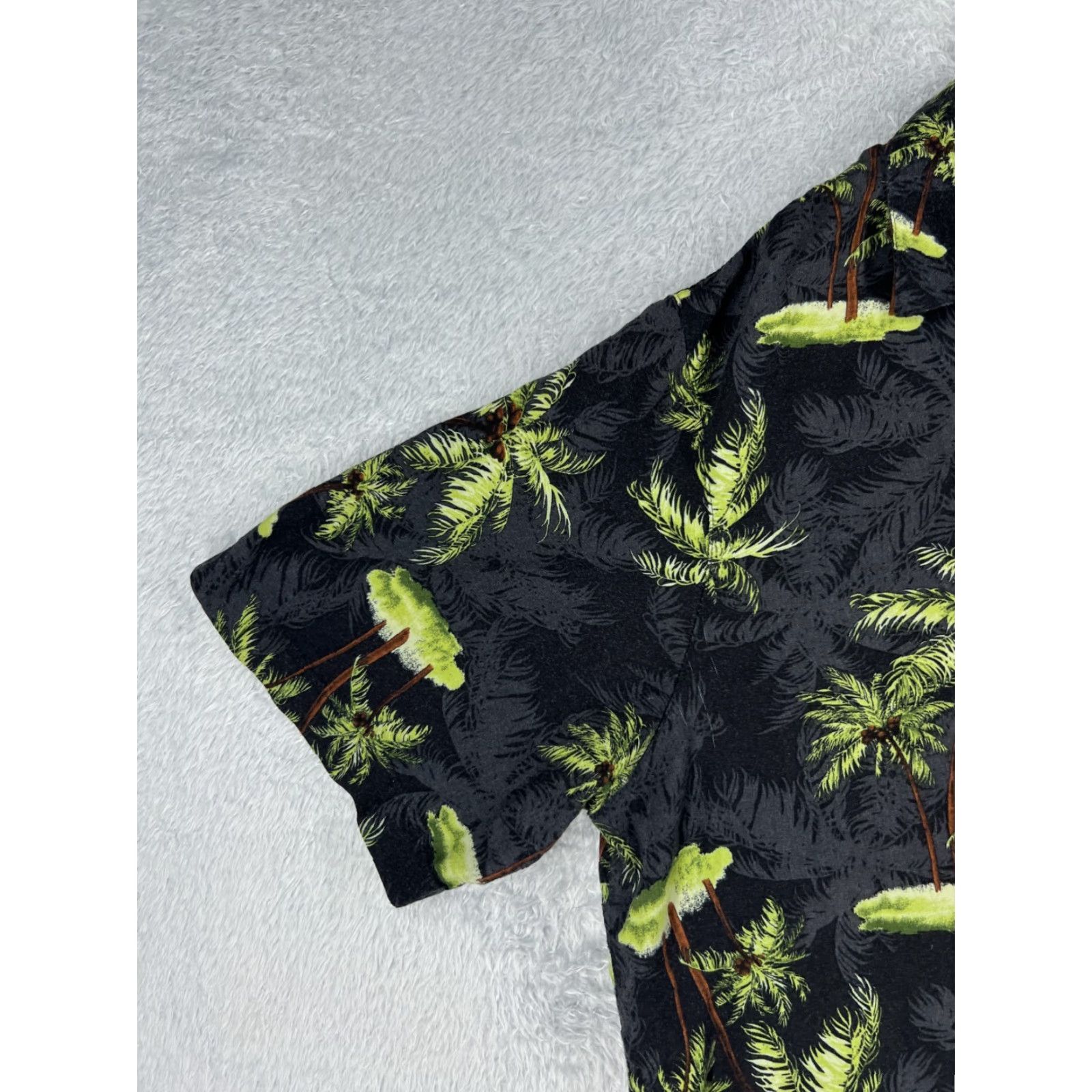 Vintage Puritan Shirt Mens XL Black Green Hawaiian Palm 100% Rayon Pocket Floral Aloha Beach Vacation Resort Shirt Mens XL Black Size US XL / EU 56 / 4 - 3 Thumbnail