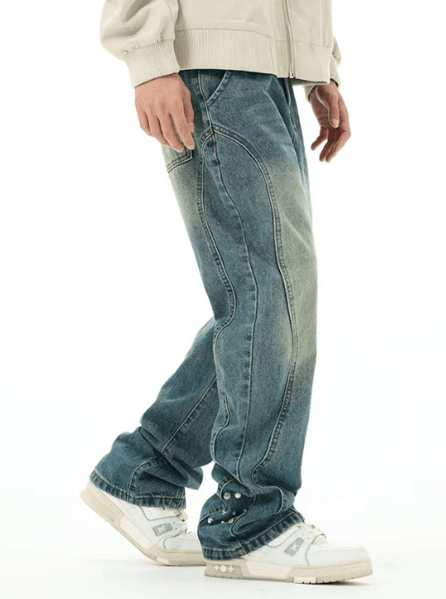 Japanese Brand × Jean Vintage washed irregular straight American versatile jeans Size US 32 / EU 48 - 3 Thumbnail