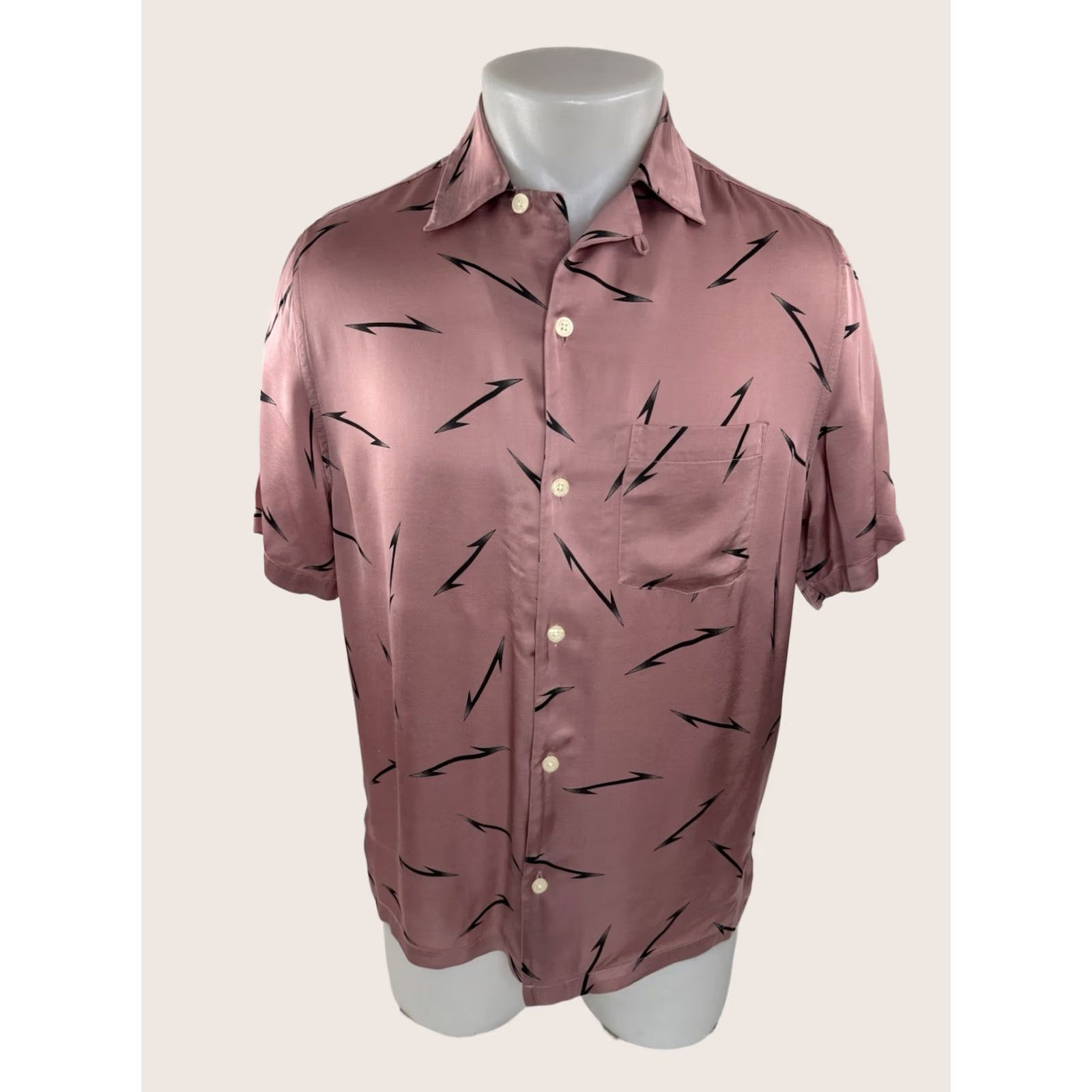 Allsaints ALL SAINTS POINTERS Shirt Shiny Print XS Pinkish Purple Mens Size US XS / EU 42 / 0 - 1 Thumbnail